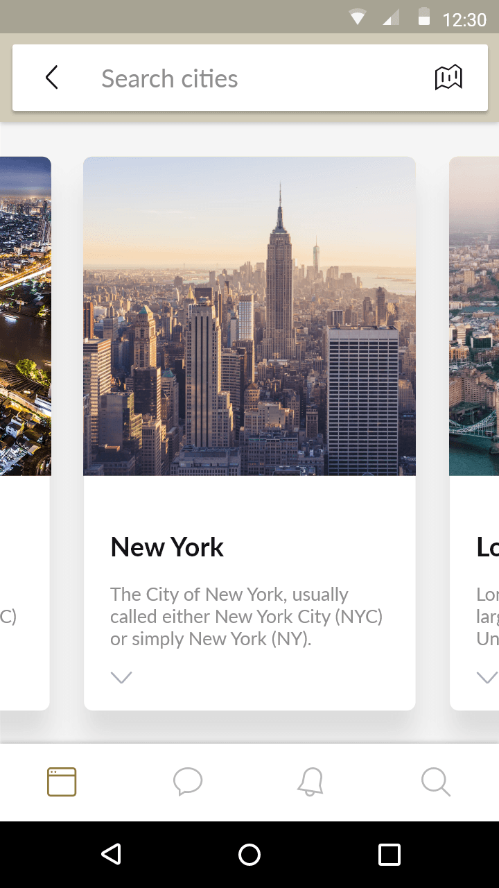 Cities — Travel Flutter screen