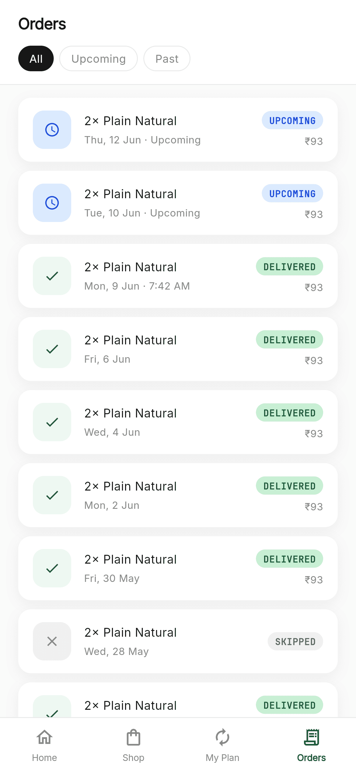 CocoNeer · Orders — Subscription Flutter screen