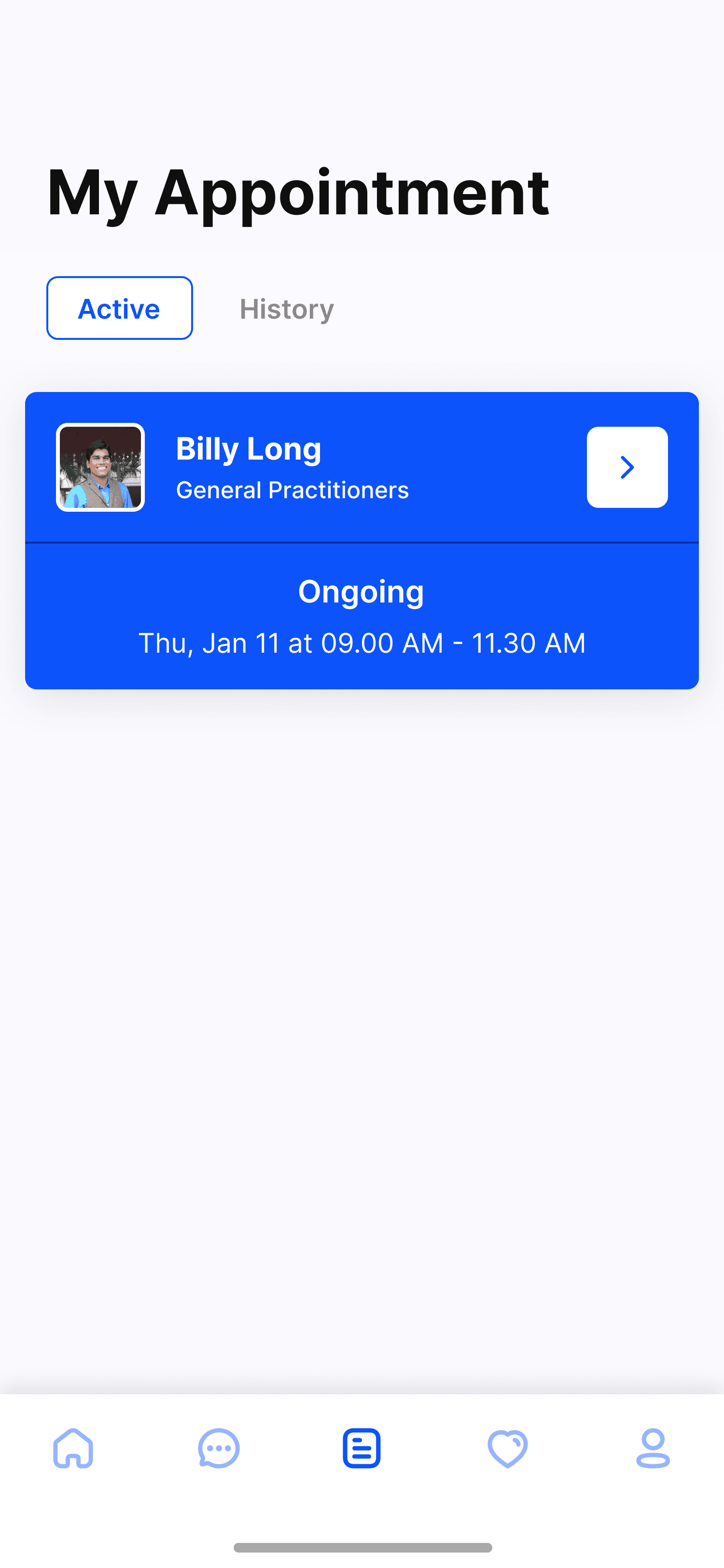 My appointments — Healthcare Flutter screen