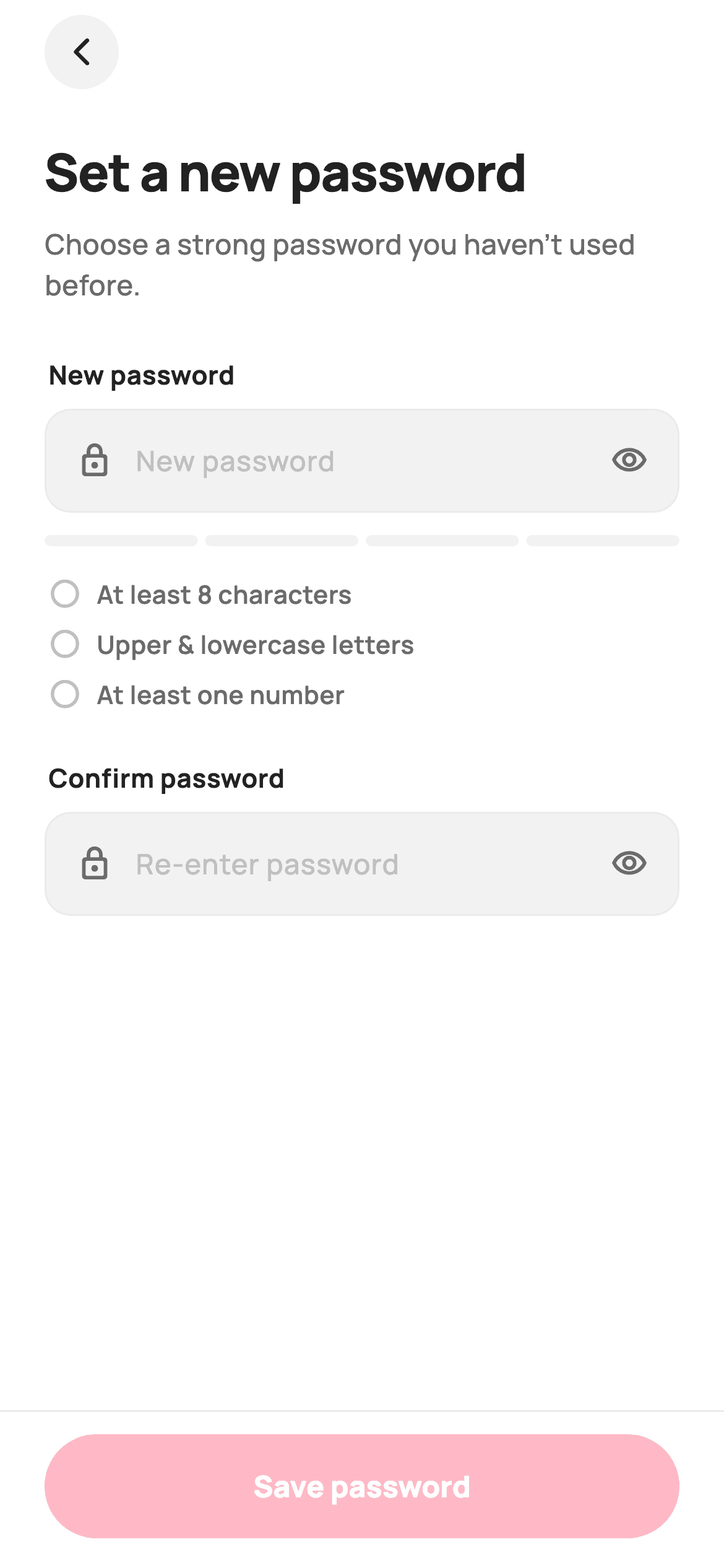 Reset Password — E-commerce Flutter screen