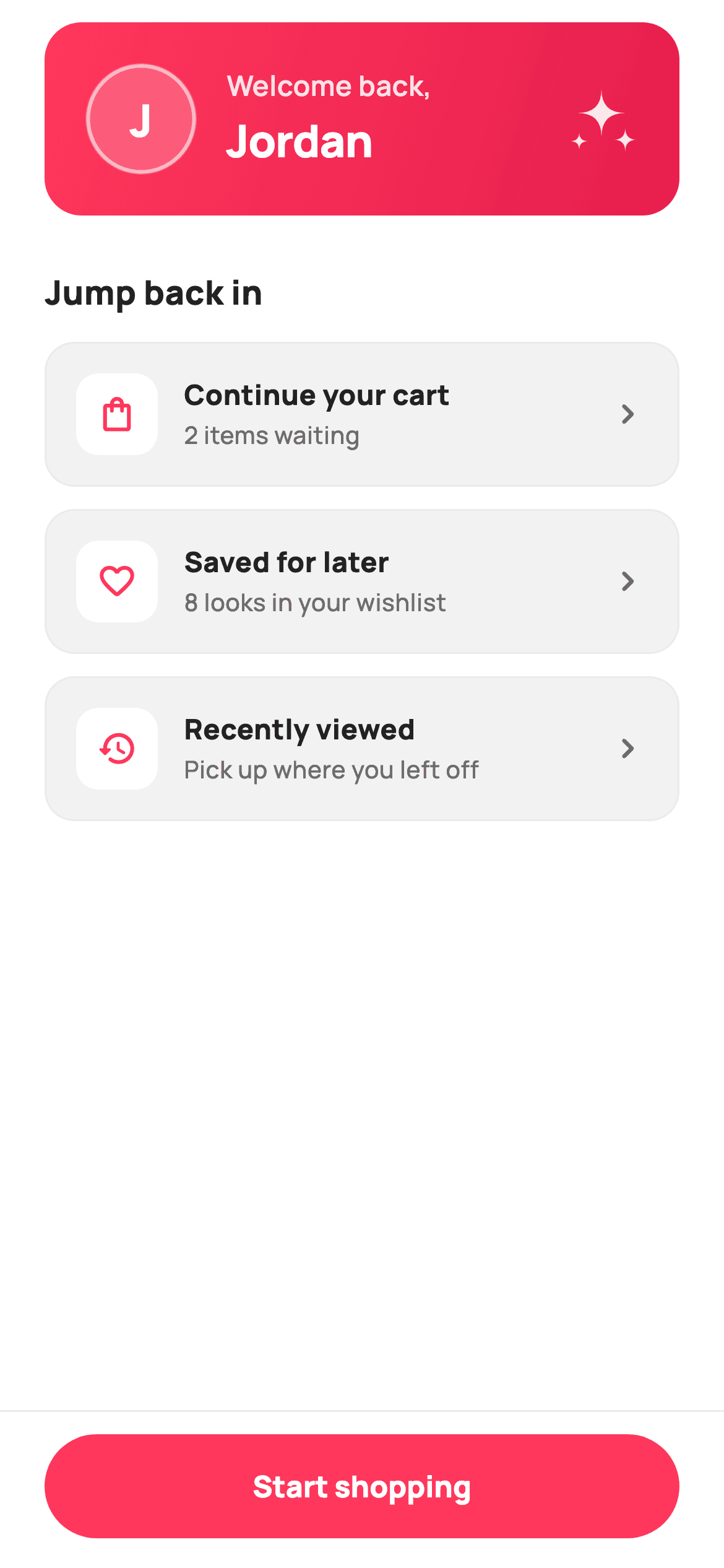 Welcome Back — E-commerce Flutter screen