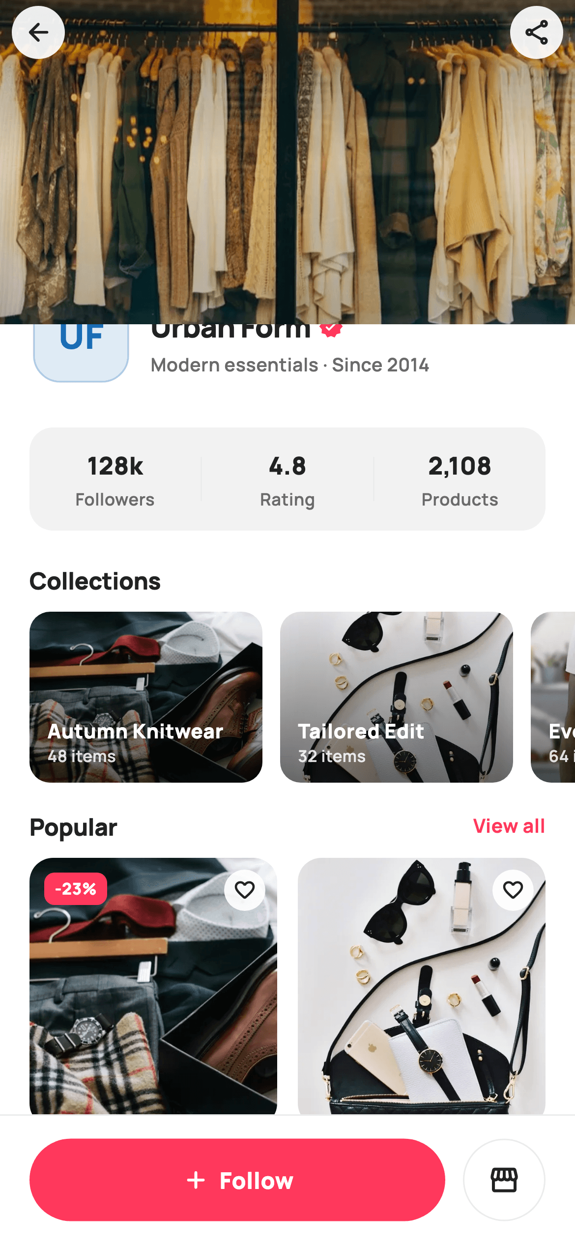 Brand Store — E-commerce Flutter UI screen