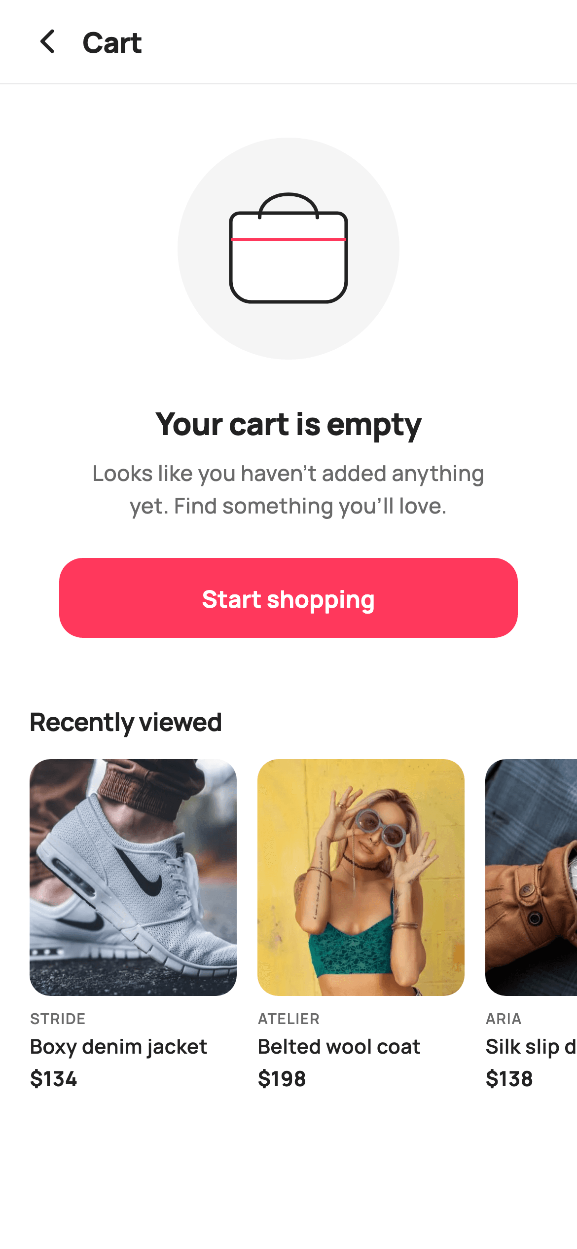 Empty Cart — E-commerce Flutter screen