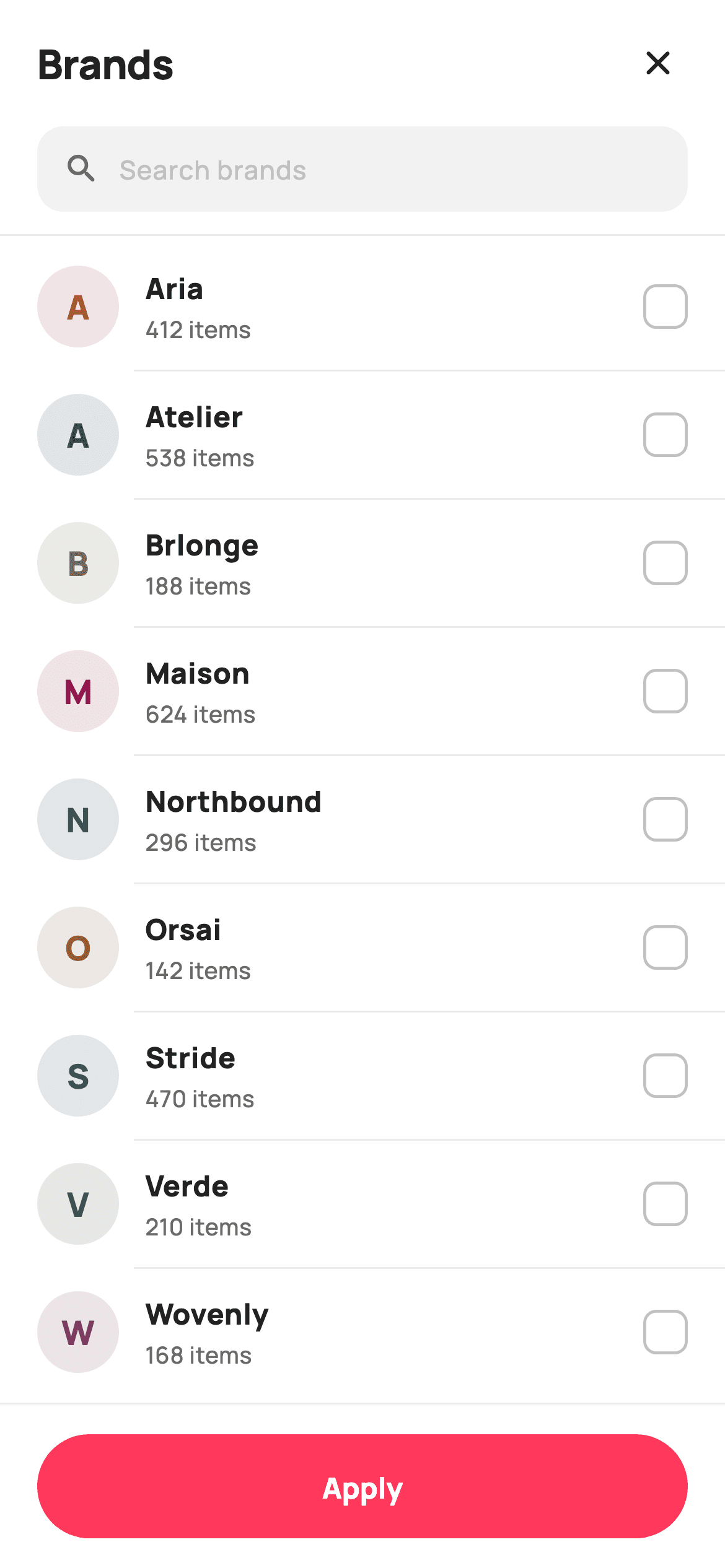 Filter by Brand — E-commerce Flutter screen