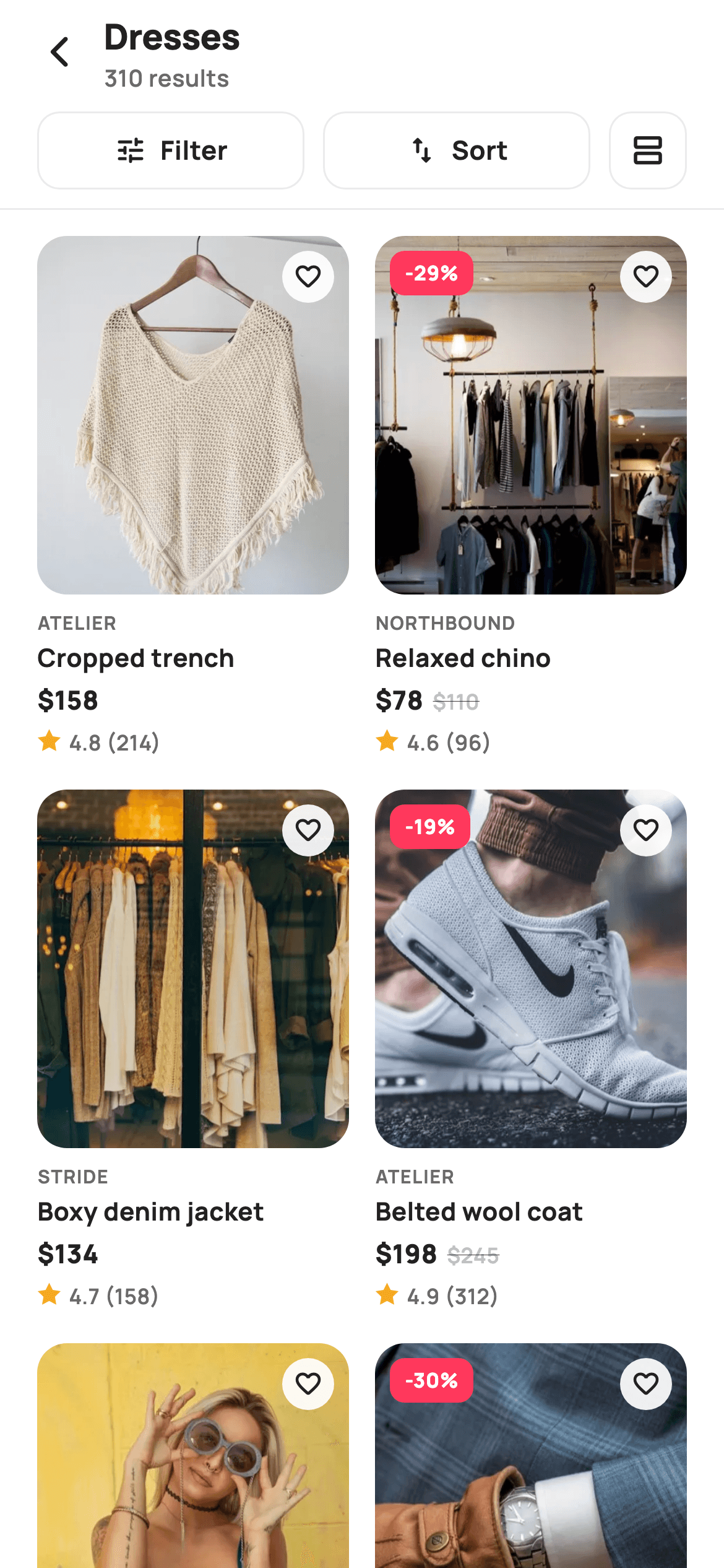 Category Listing — E-commerce Flutter screen