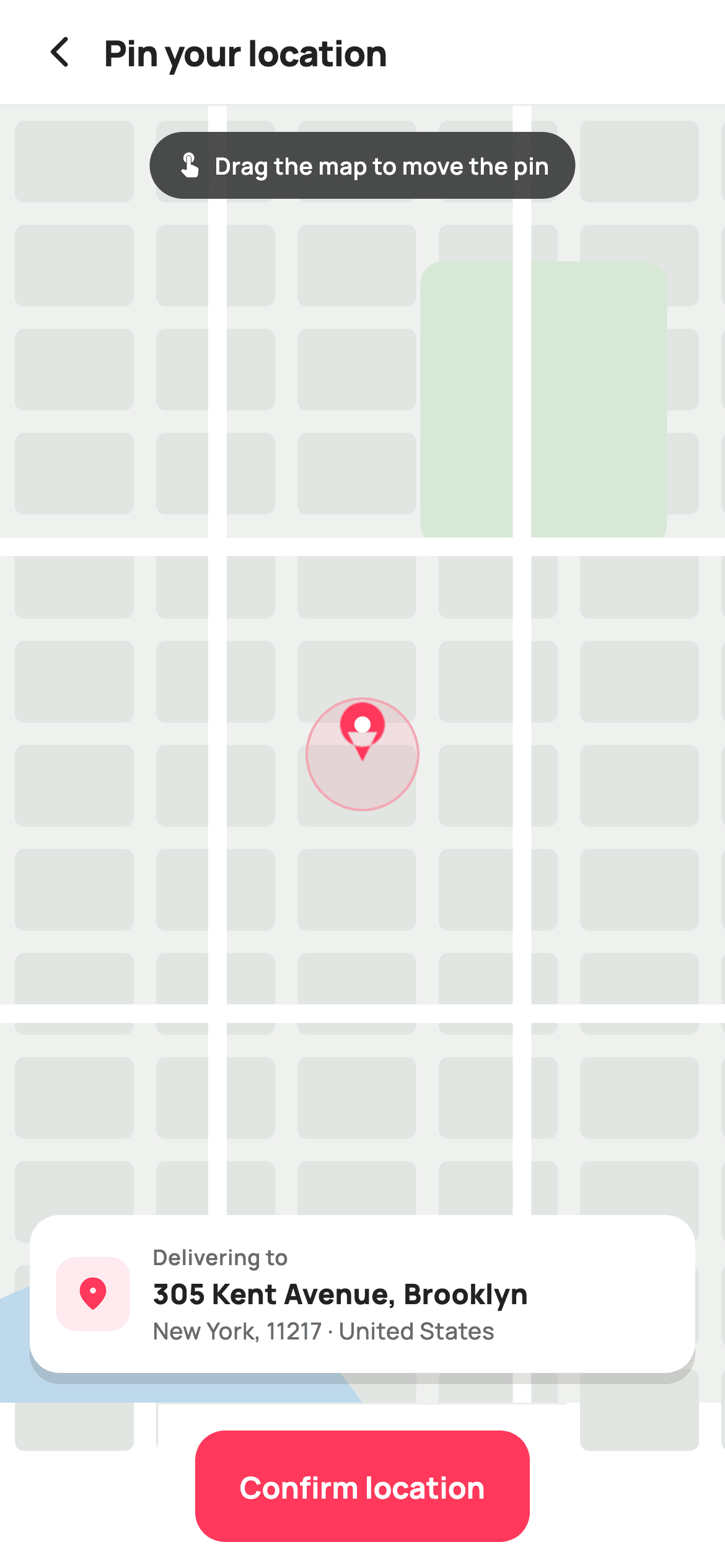 Pin your location — E-commerce Flutter screen
