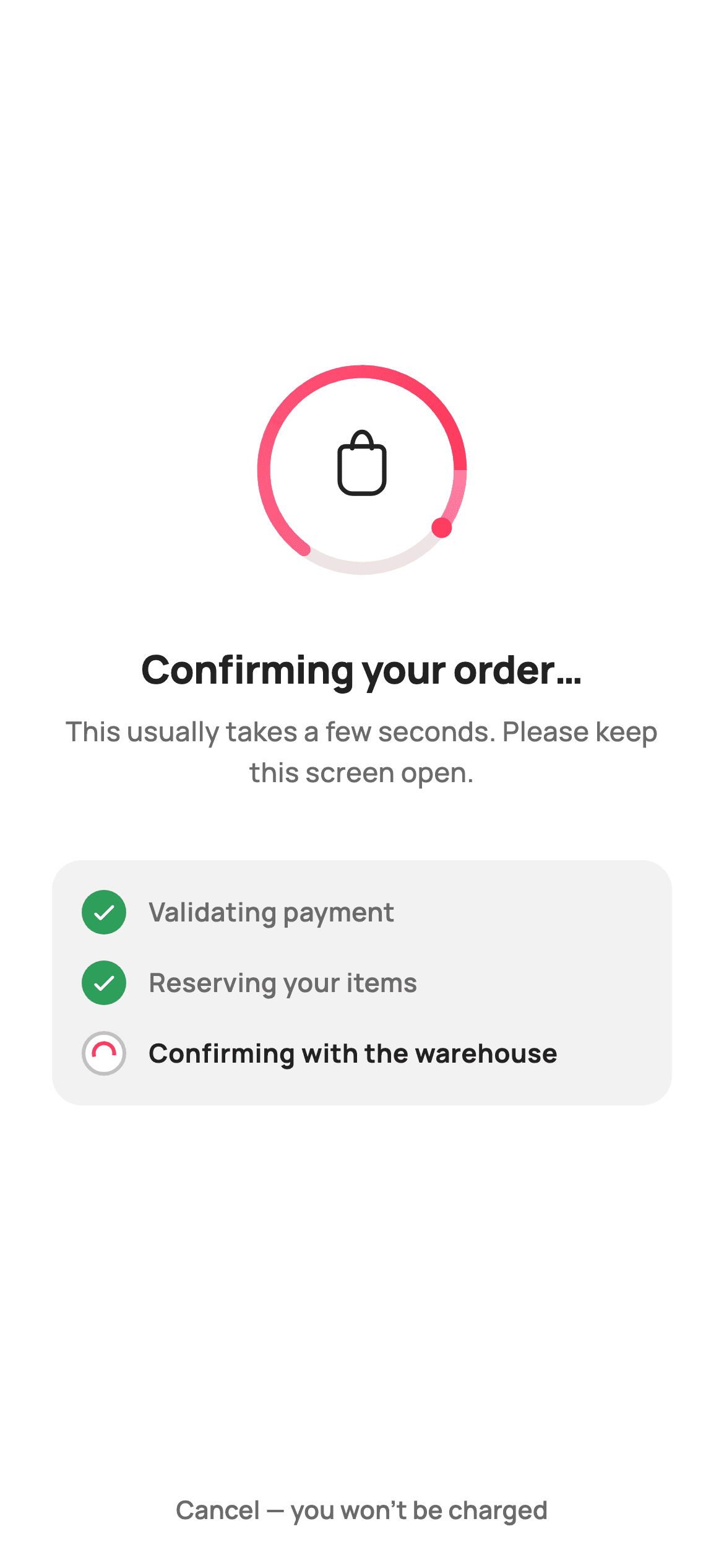 Order Processing — E-commerce Flutter screen