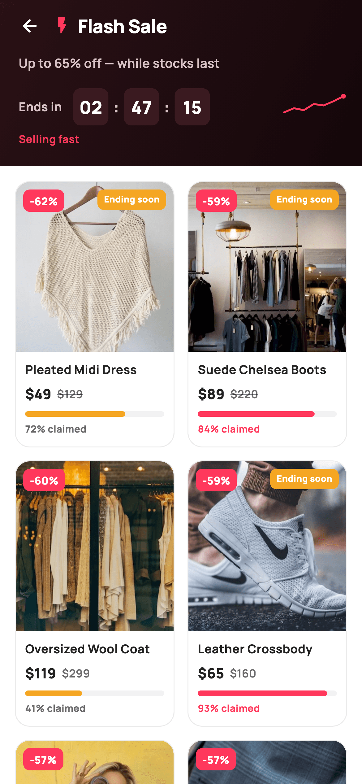 Flash Sale — E-commerce Flutter UI screen