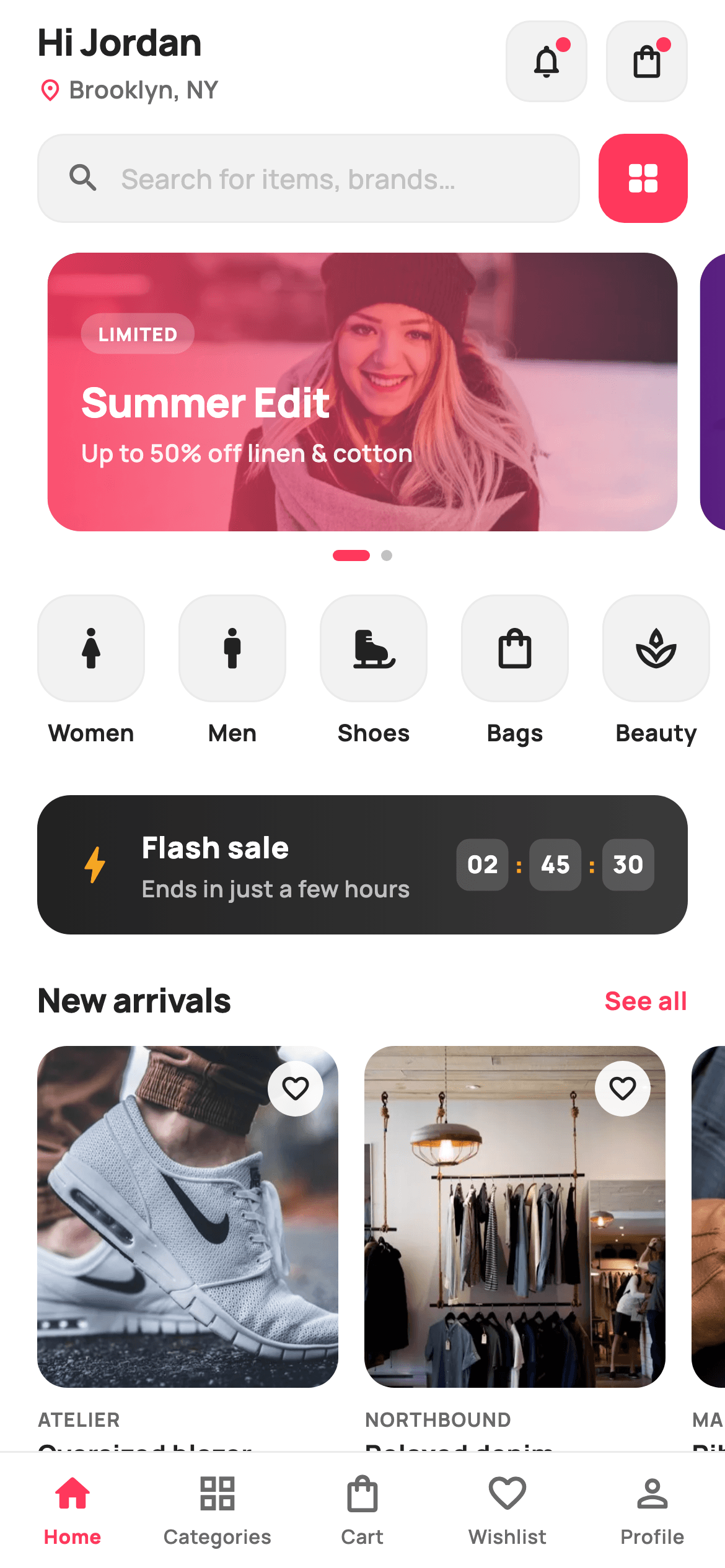 Shopping Home Feed — E-commerce Flutter screen