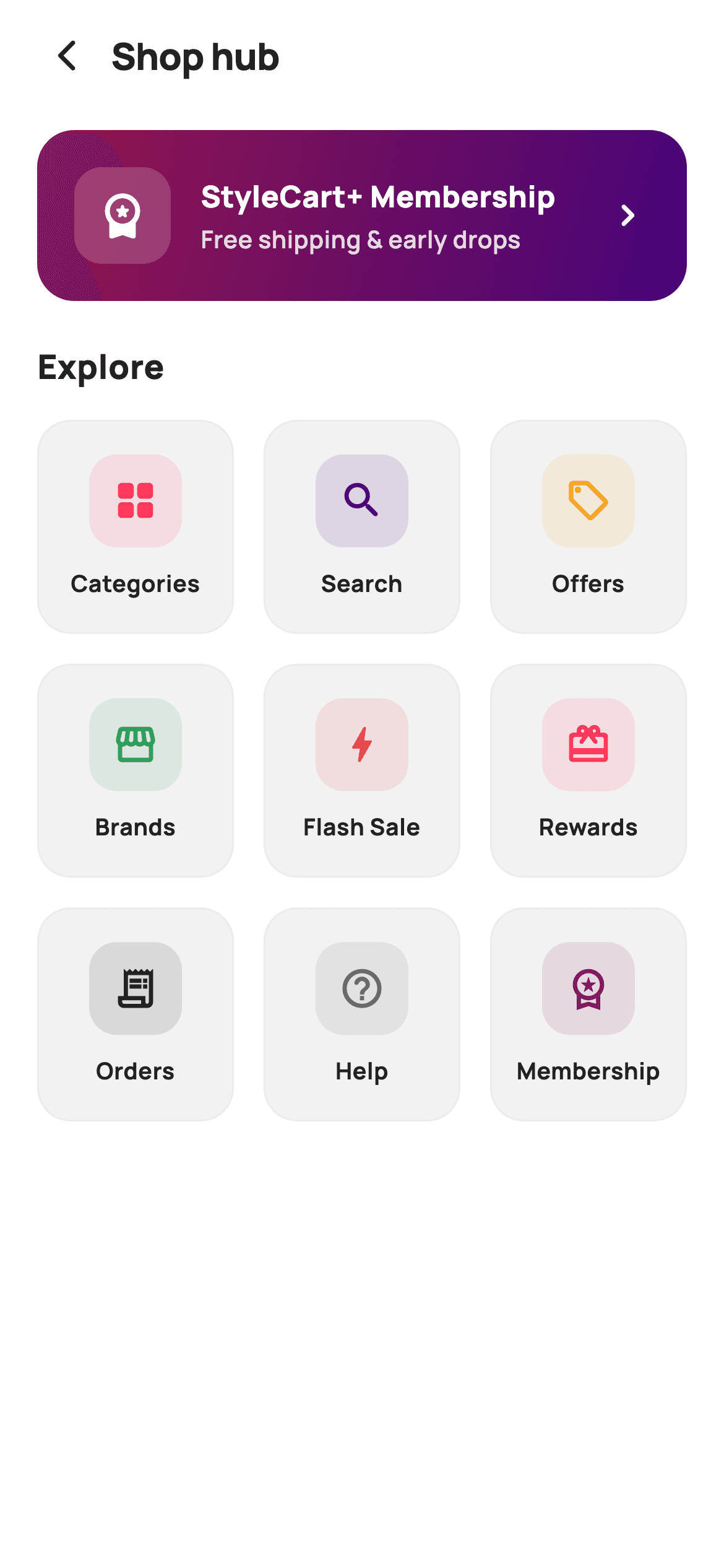 Shop Hub — E-commerce Flutter screen