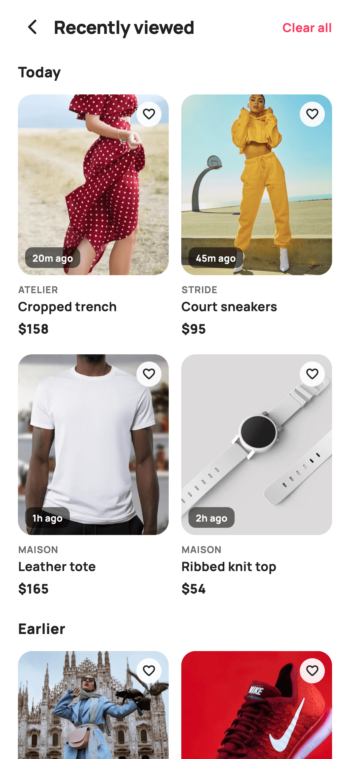 Recently Viewed — E-commerce Flutter screen