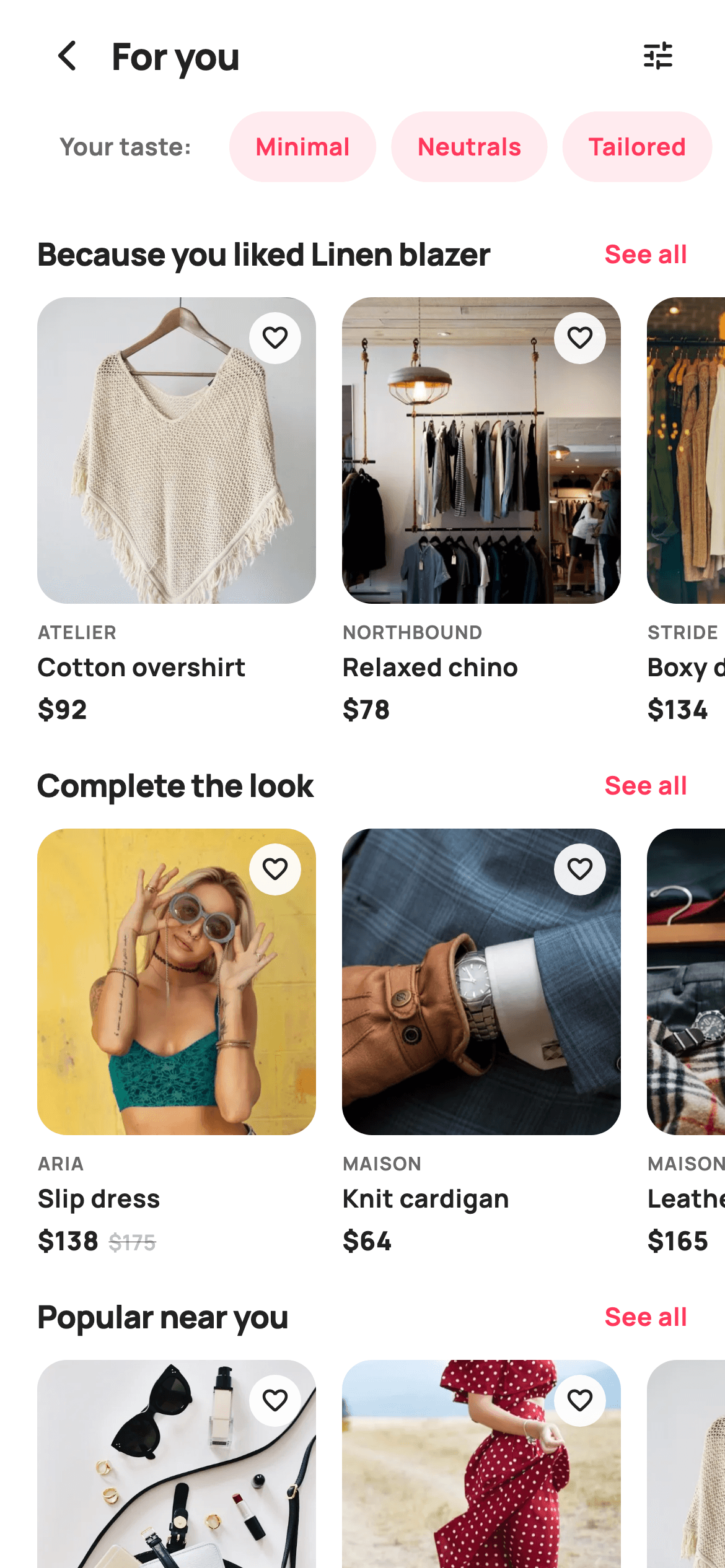 For You — E-commerce Flutter screen