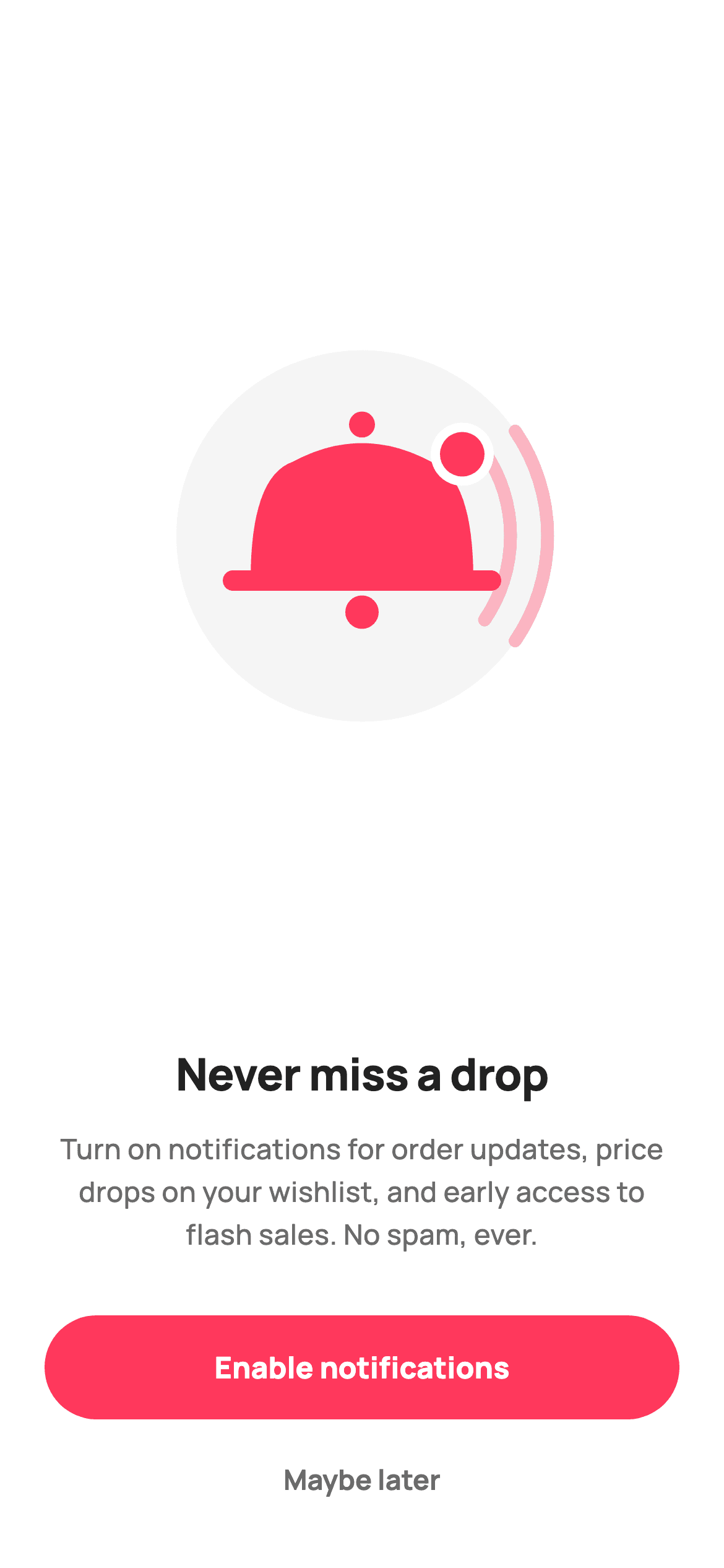 Notifications Permission — E-commerce Flutter screen