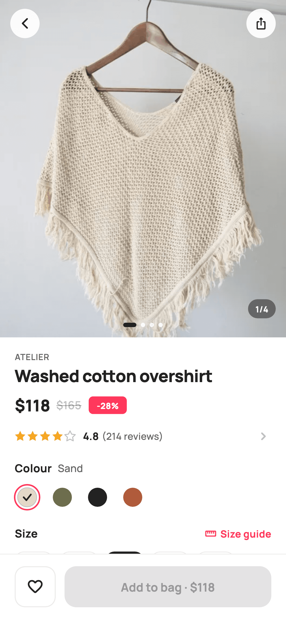 Product Detail — E-commerce Flutter screen