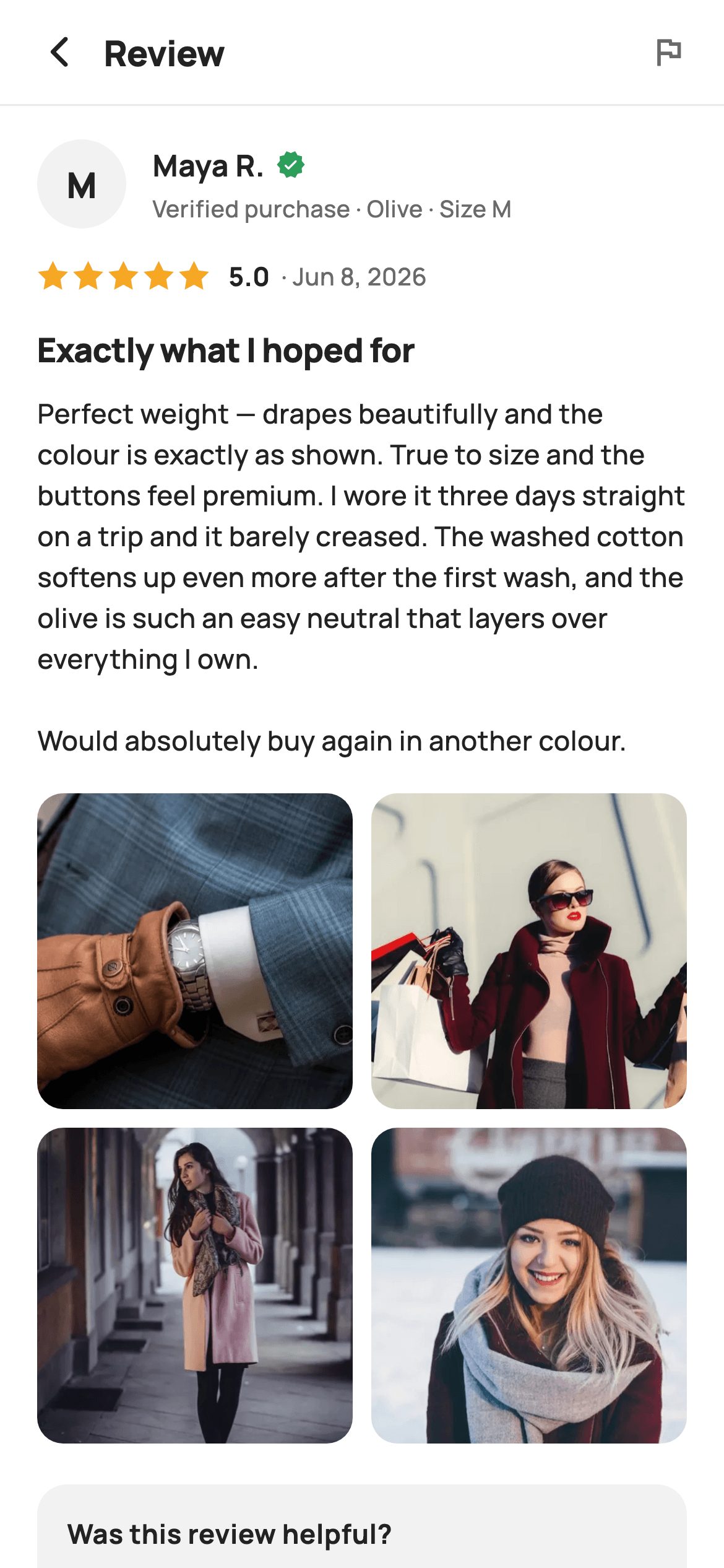 Review Detail — E-commerce Flutter screen