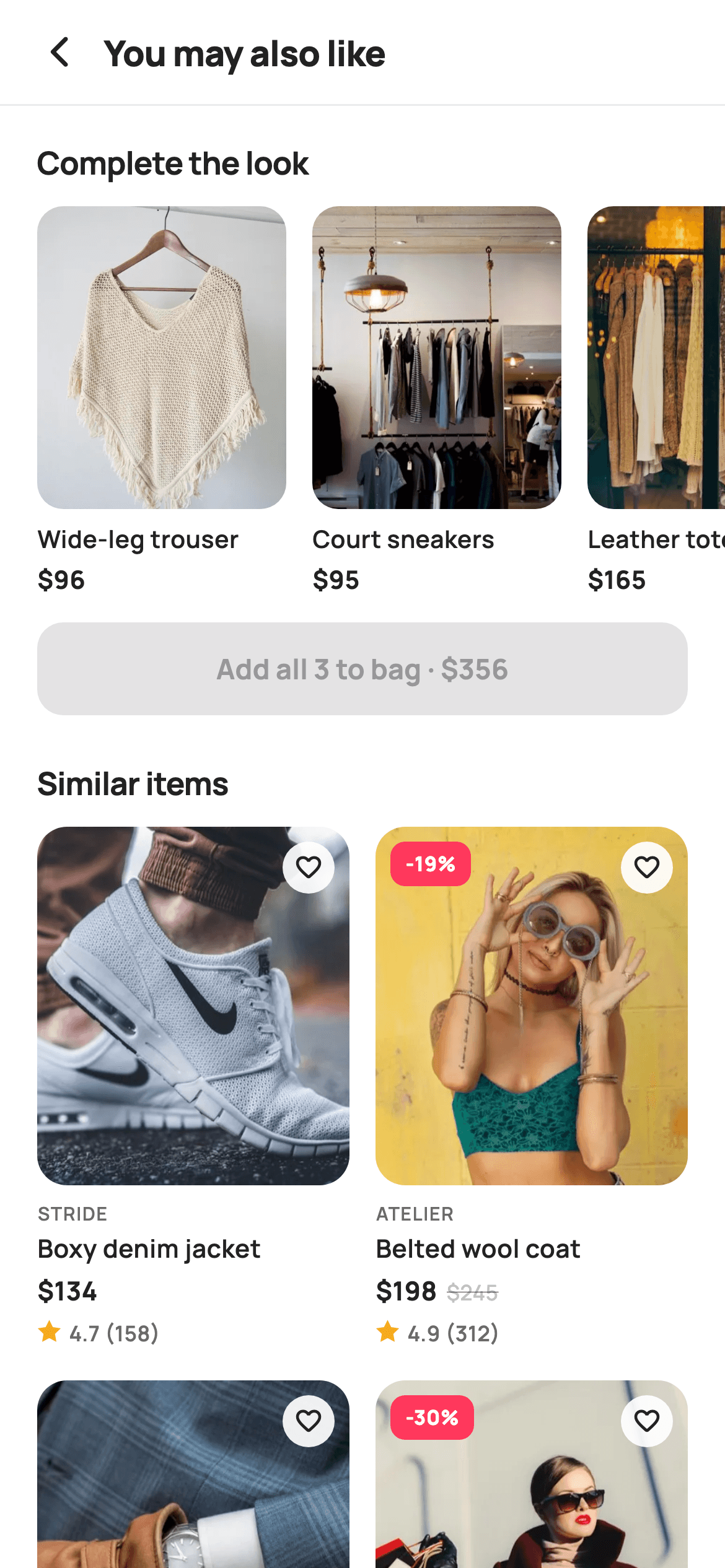 Similar Products — E-commerce Flutter UI screen