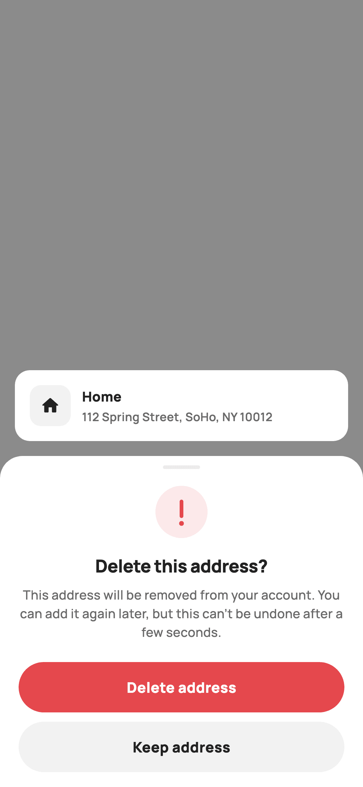 Delete Confirm — E-commerce Flutter UI screen