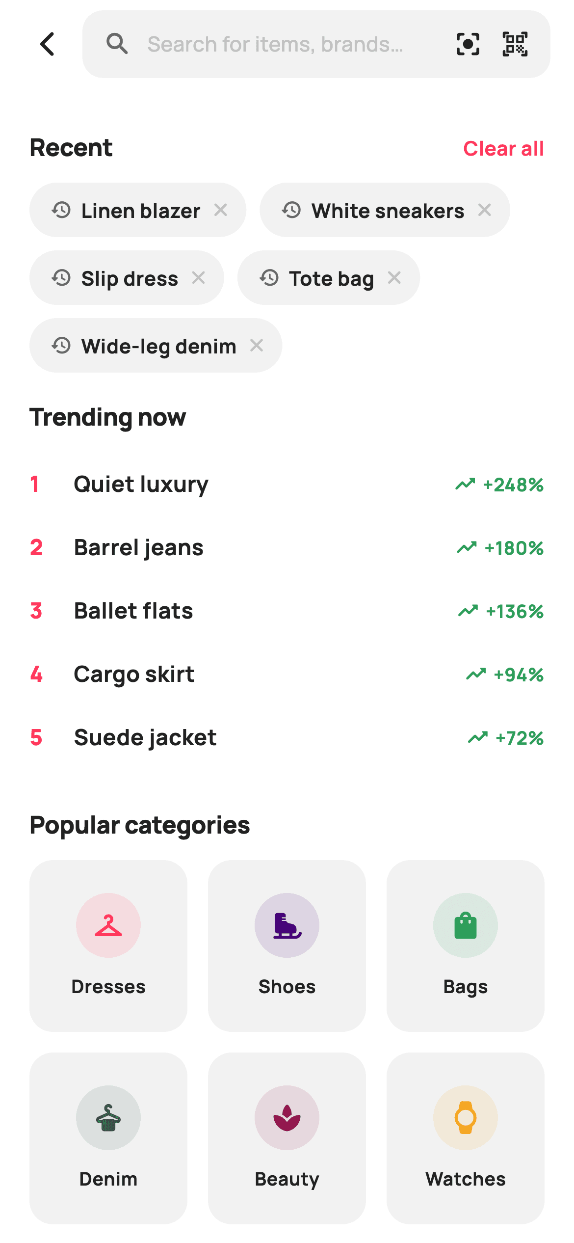 Search — E-commerce Flutter screen