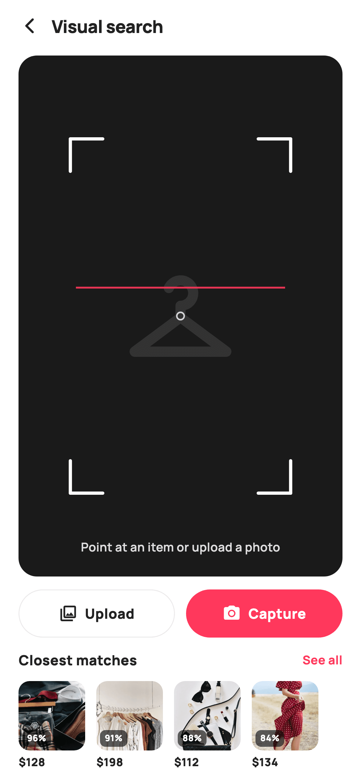 Visual Search — E-commerce Flutter UI screen