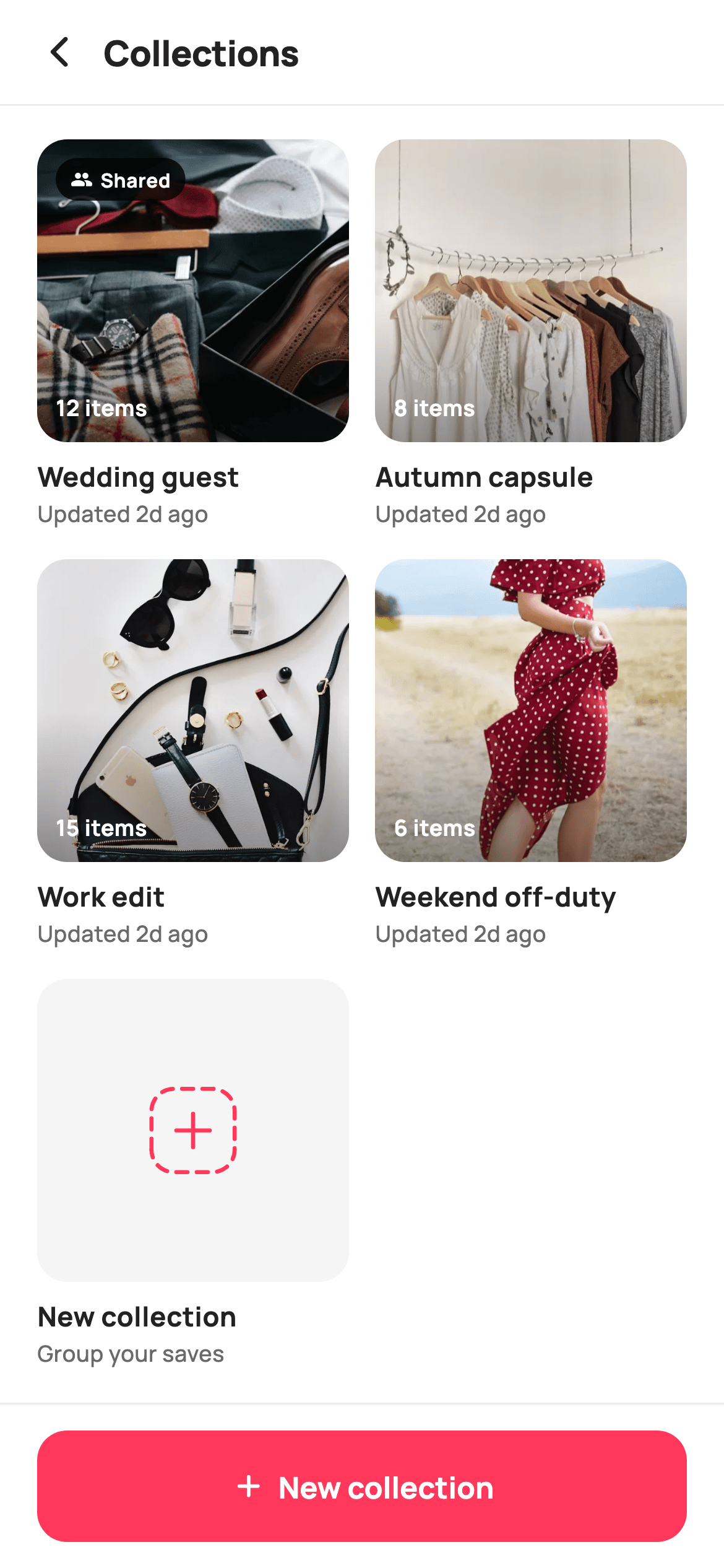 Wishlist Collections — E-commerce Flutter screen