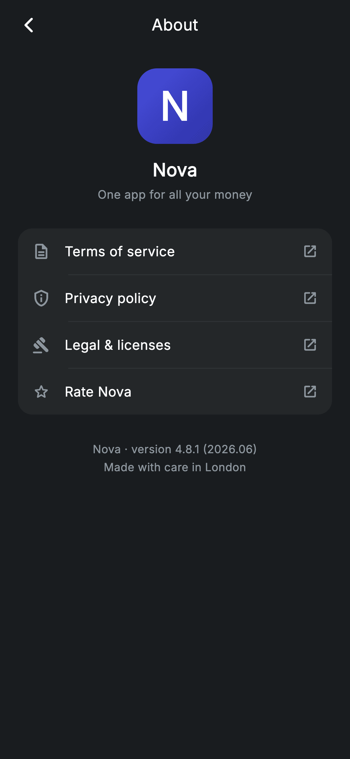 About — Fintech Flutter screen