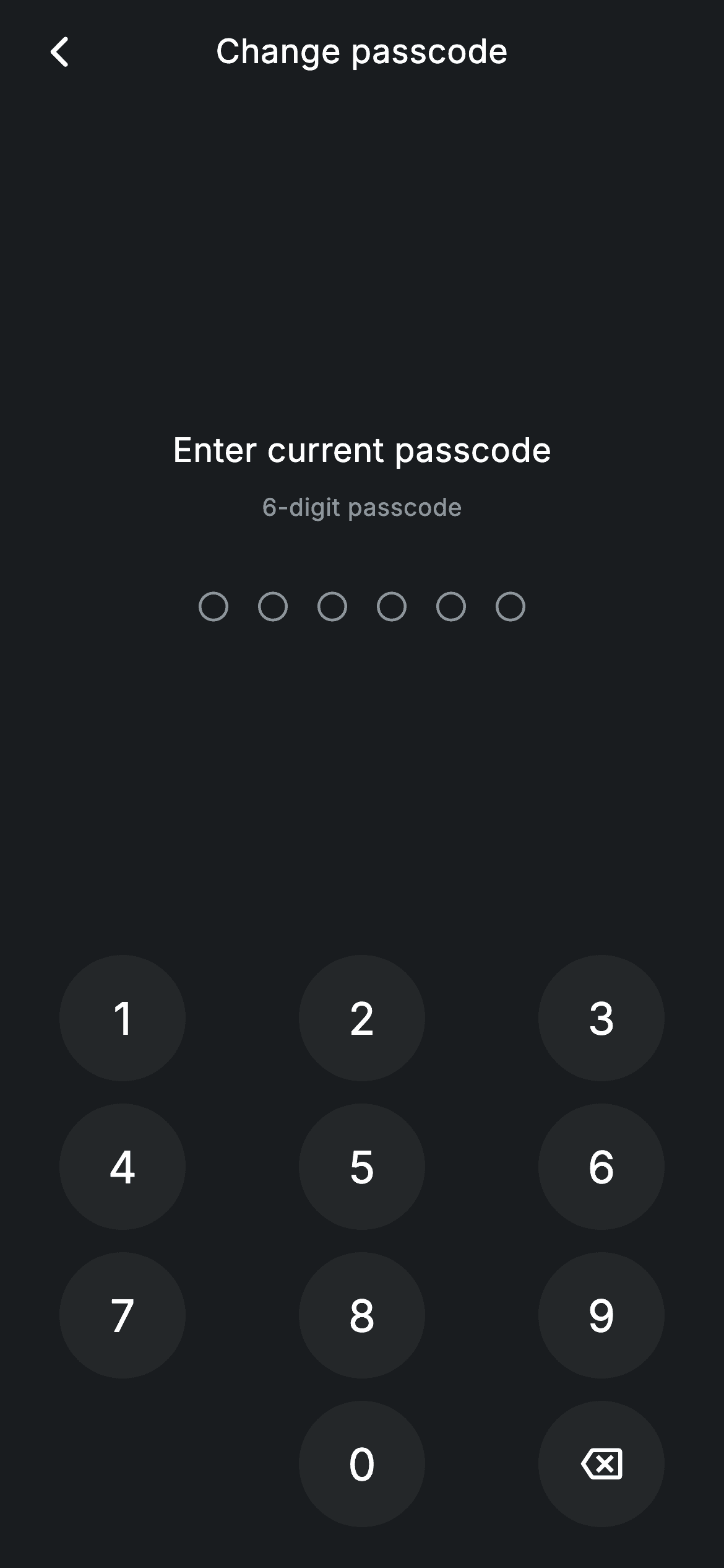 Change Passcode — Fintech Flutter screen