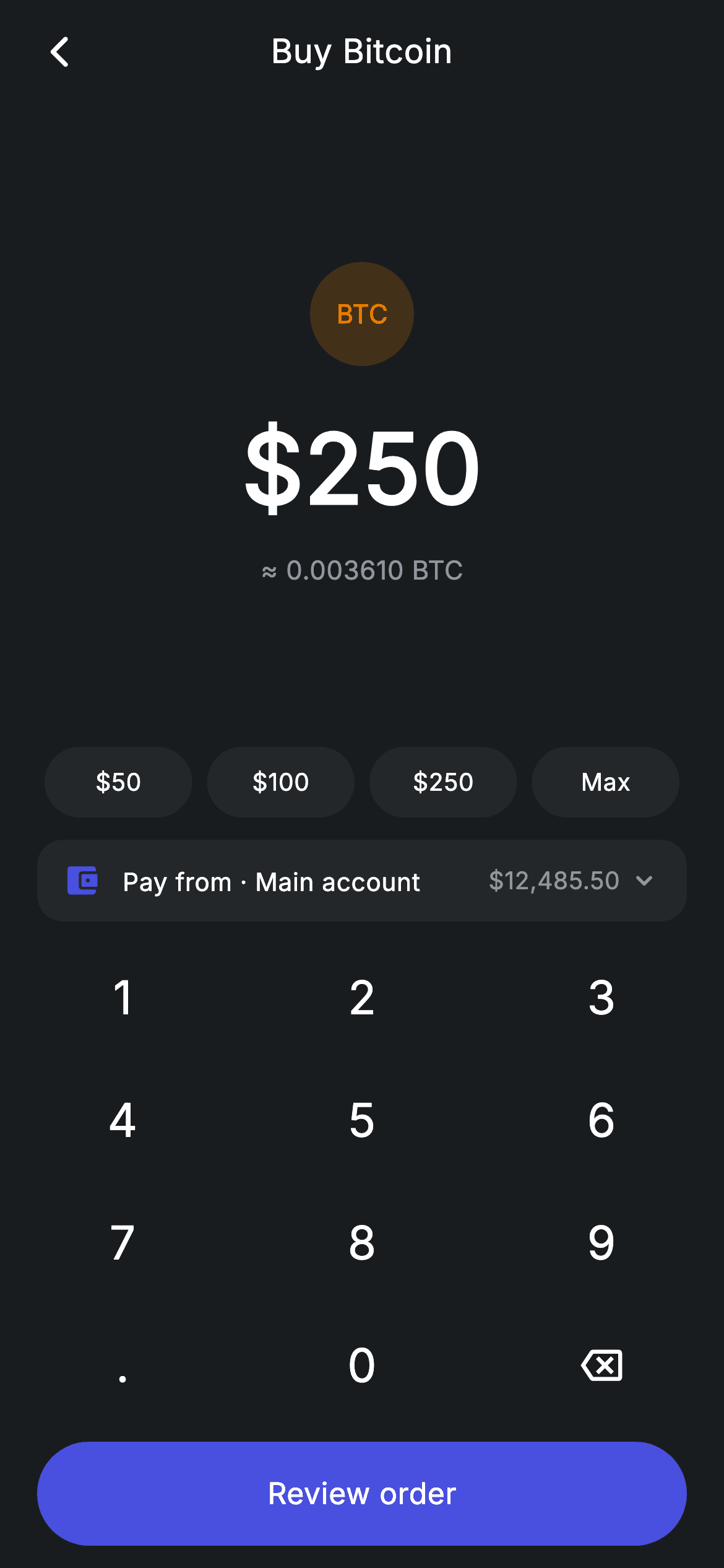 Crypto Buy — Fintech Flutter screen