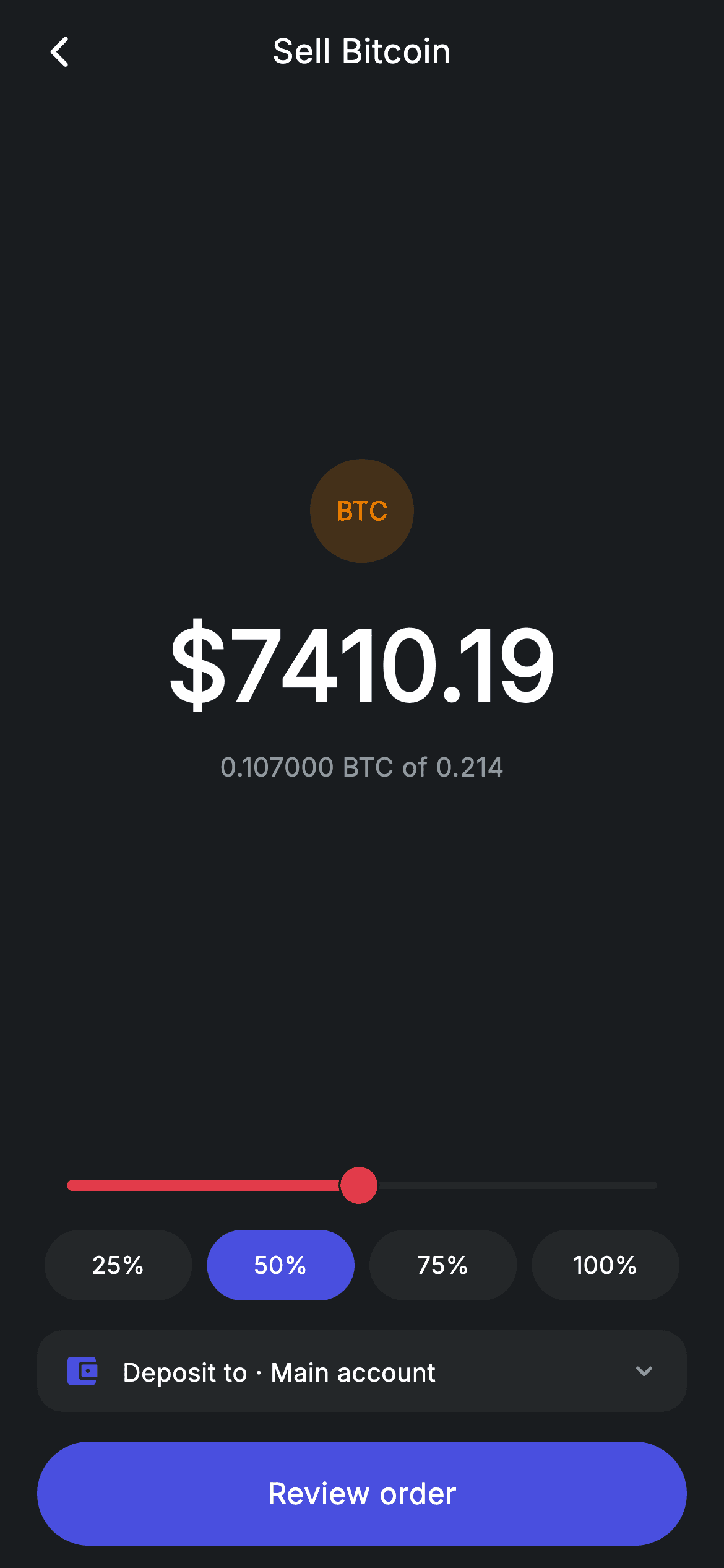 Crypto Sell — Fintech Flutter screen