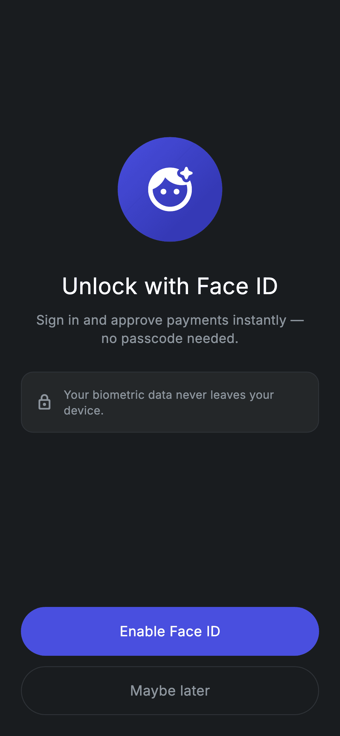 Fintech · Enable Face ID — Fintech Flutter UI screen