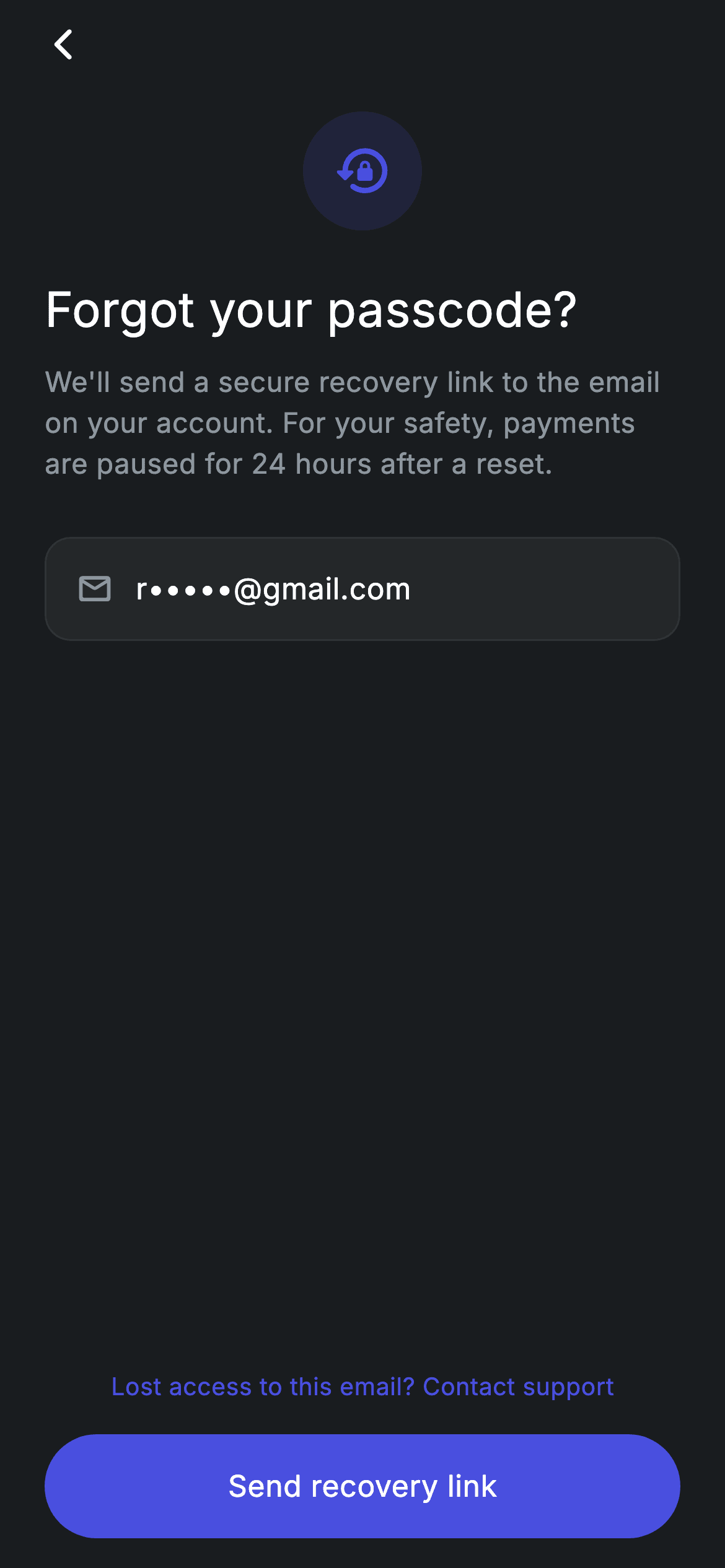 Fintech · Forgot Passcode — Fintech Flutter UI screen