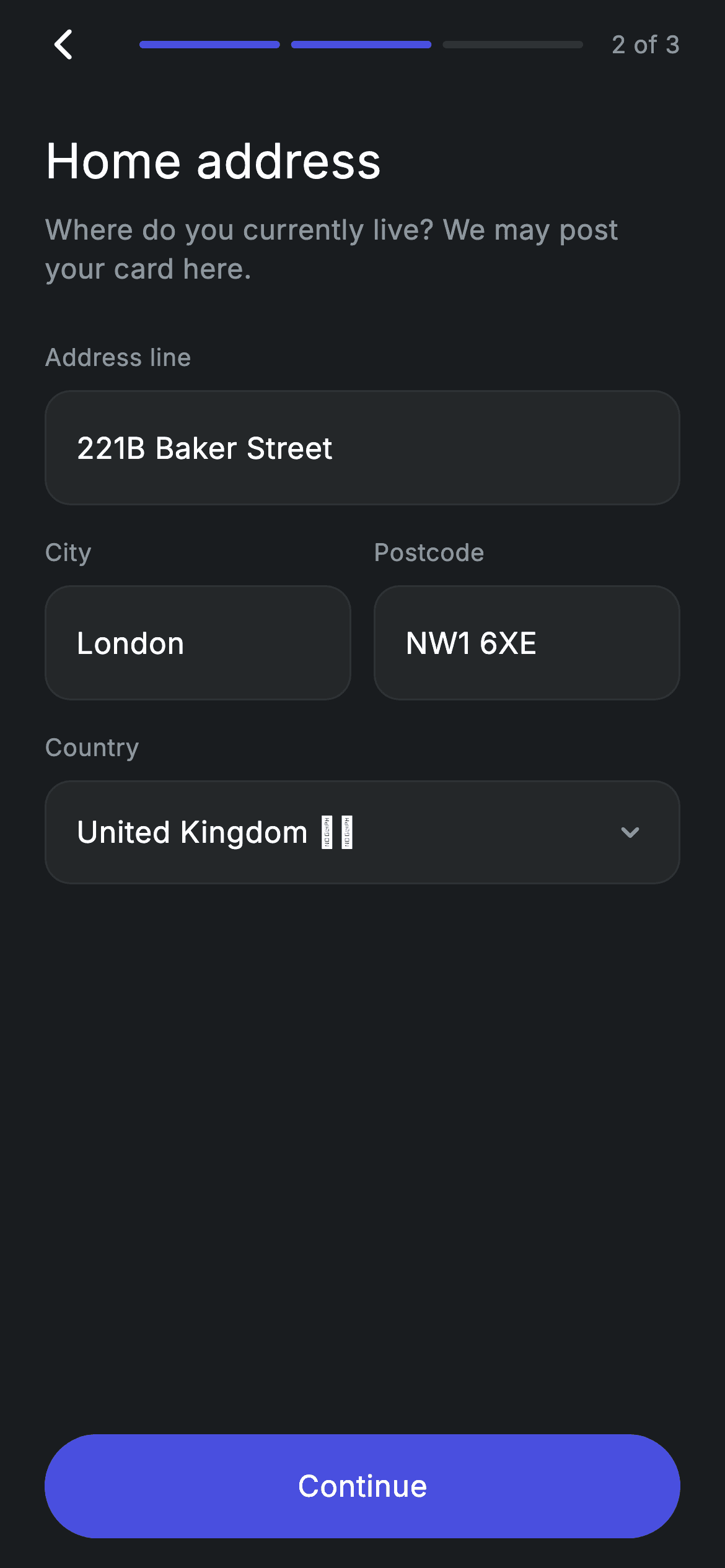 Fintech · KYC Address — Fintech Flutter UI screen