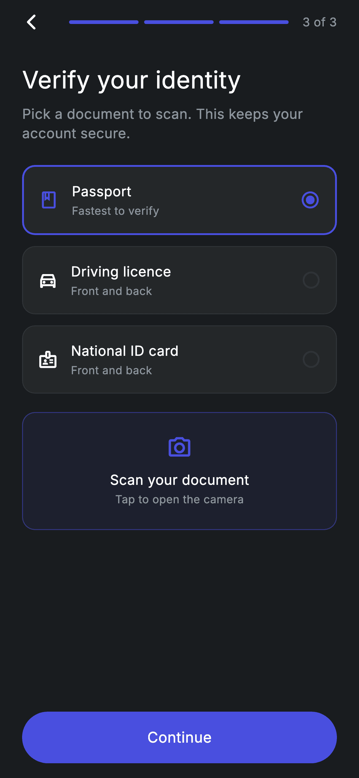 Fintech · KYC ID Document — Fintech Flutter UI screen