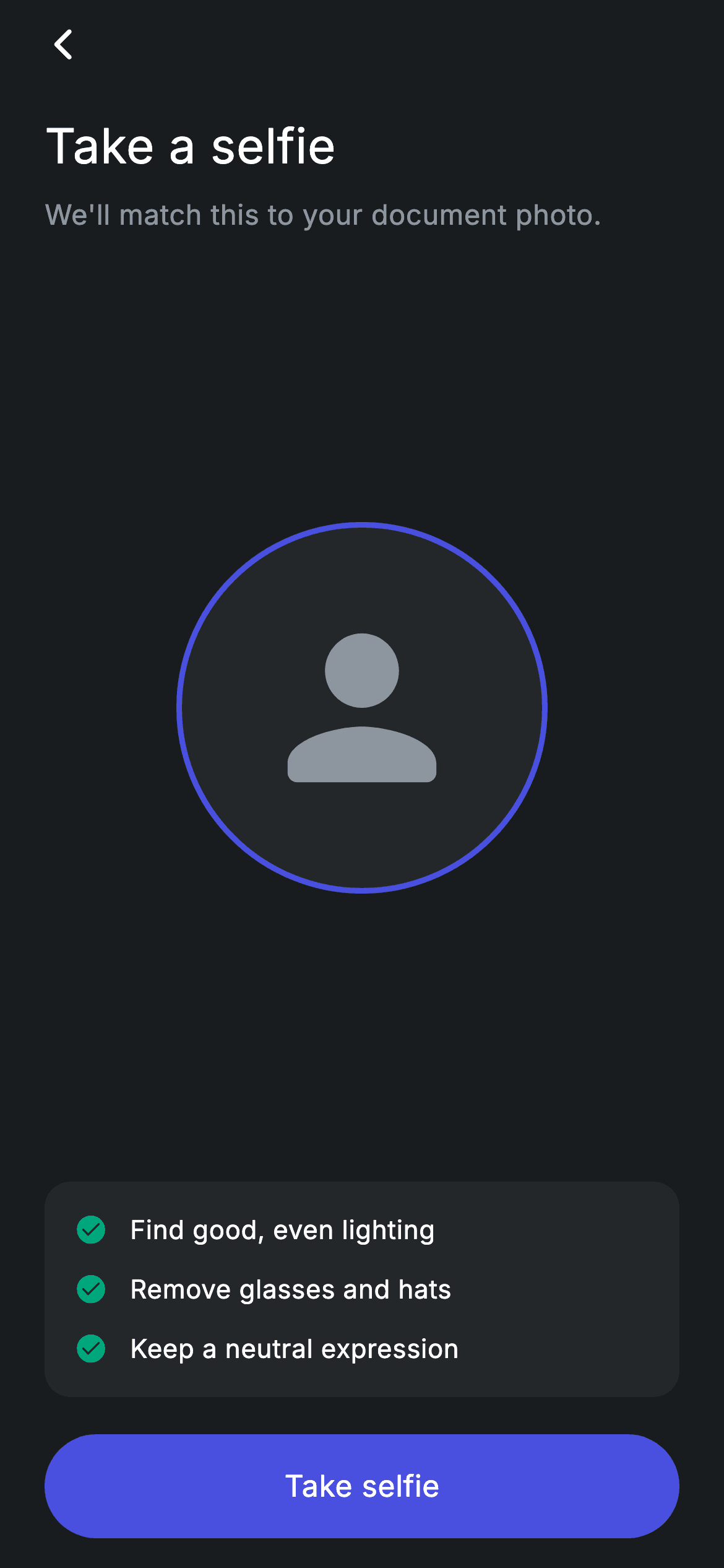 Fintech · KYC Selfie — Fintech Flutter UI screen