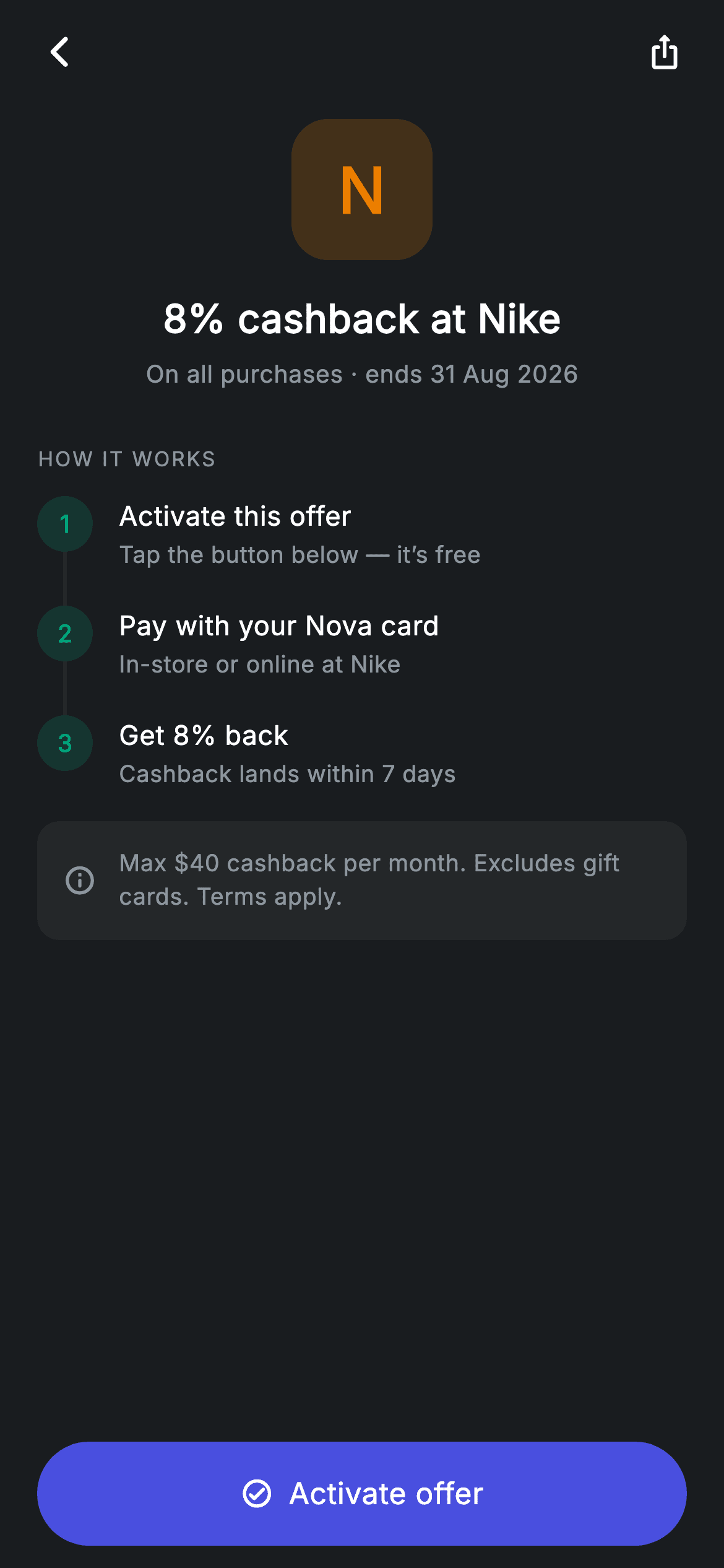 Offer Detail — Fintech Flutter screen