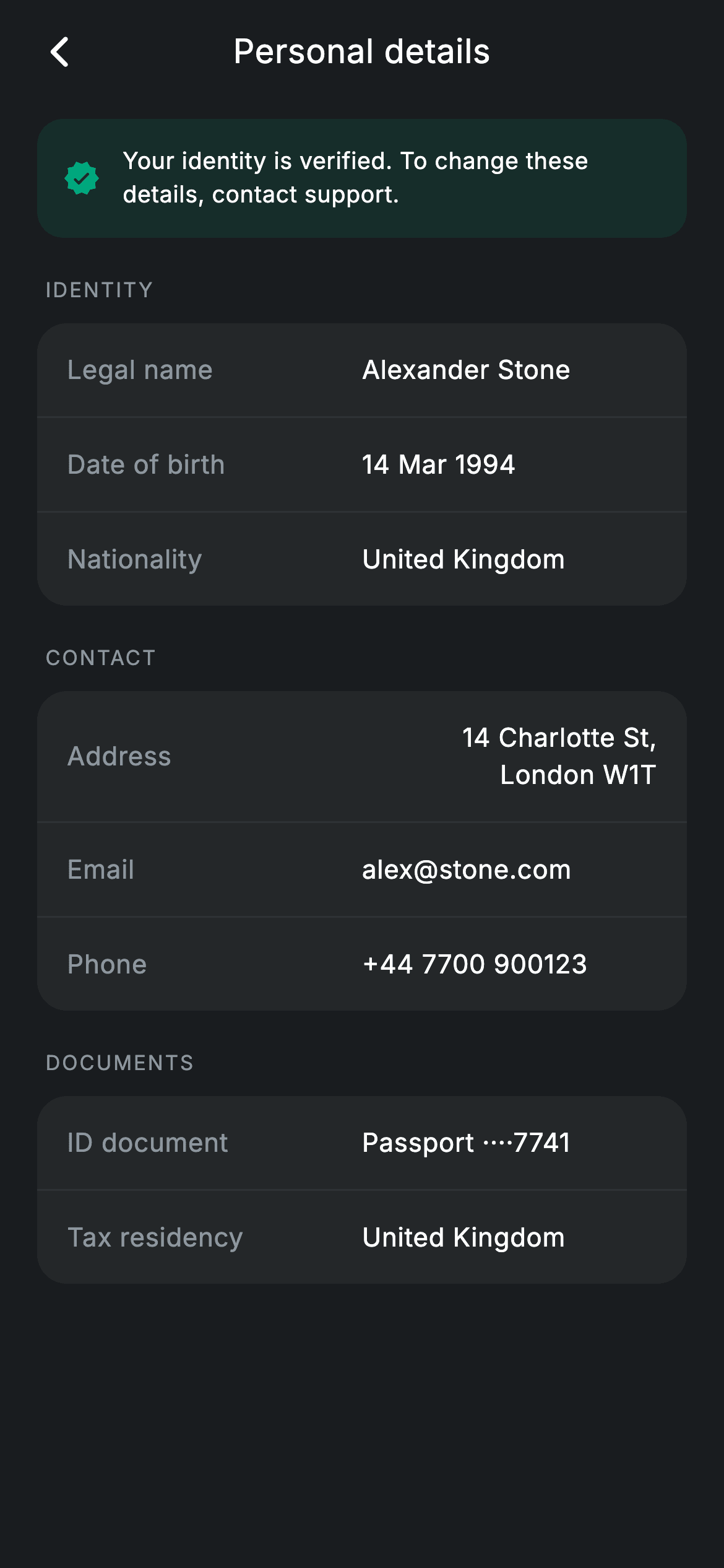Personal Details — Fintech Flutter screen