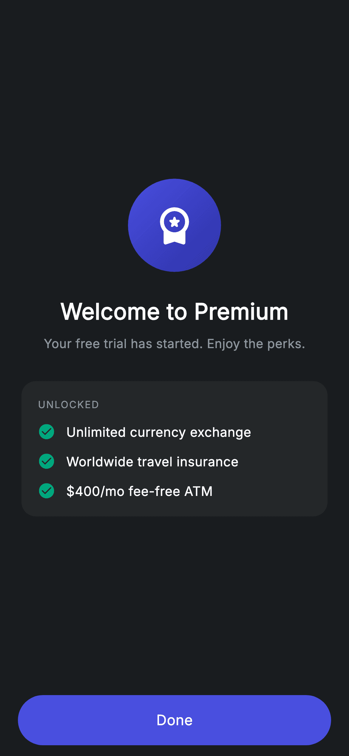 Plan Upgraded — Fintech Flutter screen