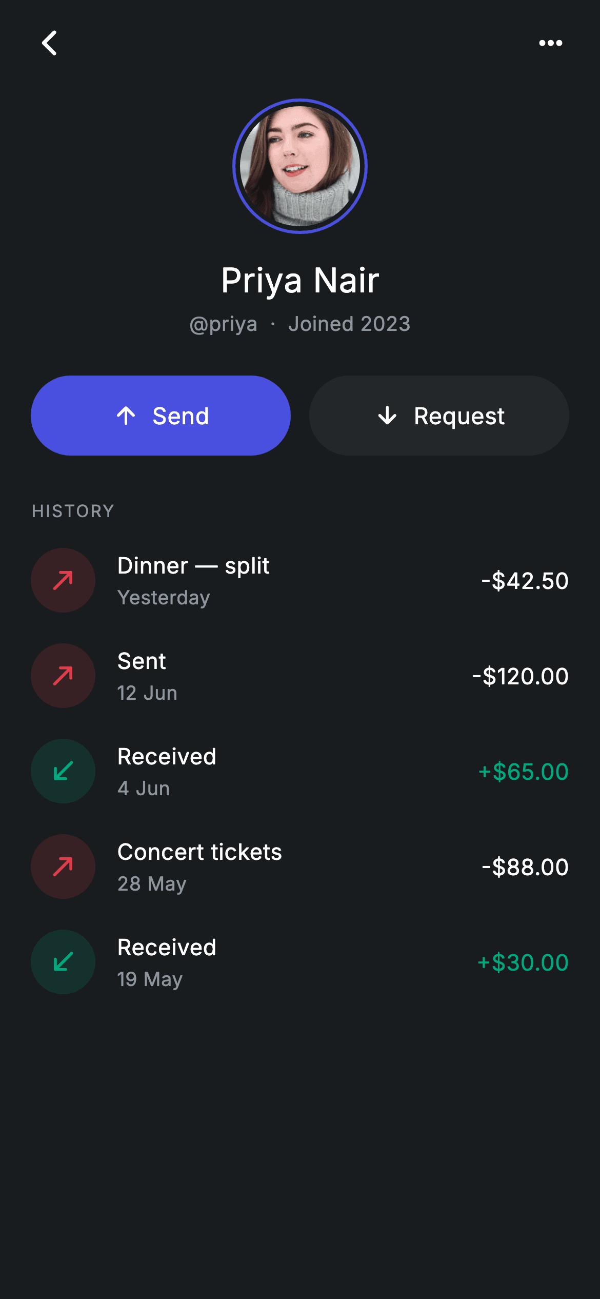Fintech · Recipient Detail — Fintech Flutter UI screen