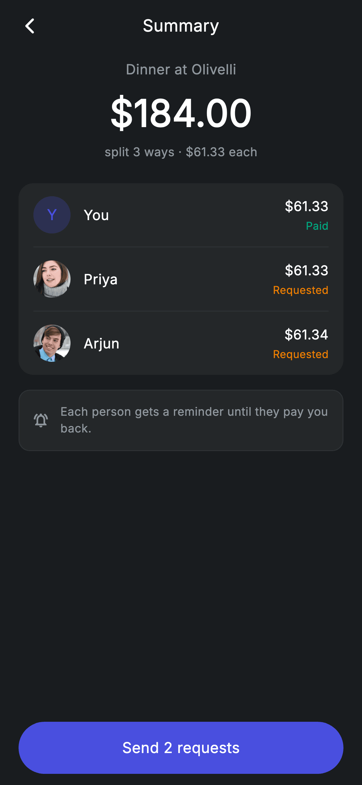 Fintech · Split Summary — Fintech Flutter UI screen