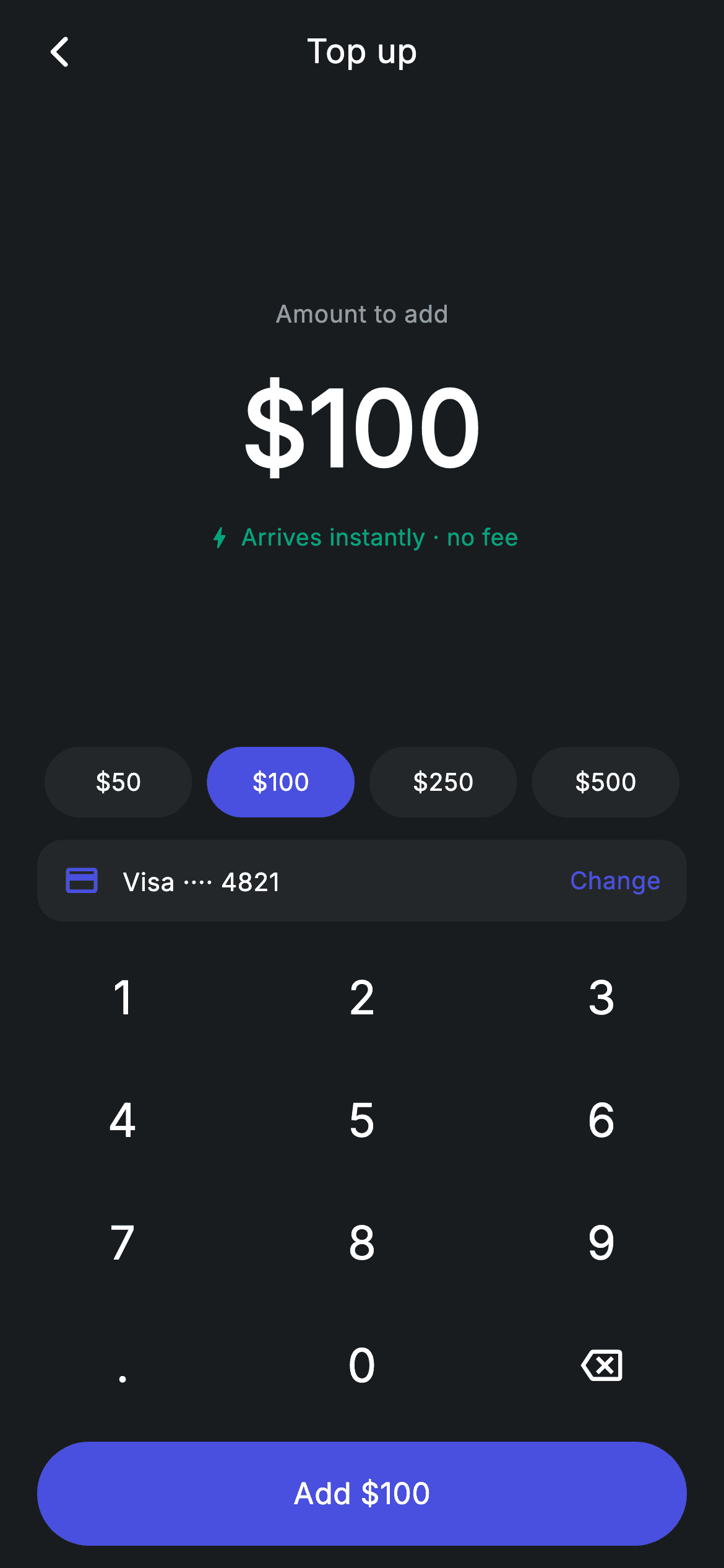 Top-up Card — Fintech Flutter screen