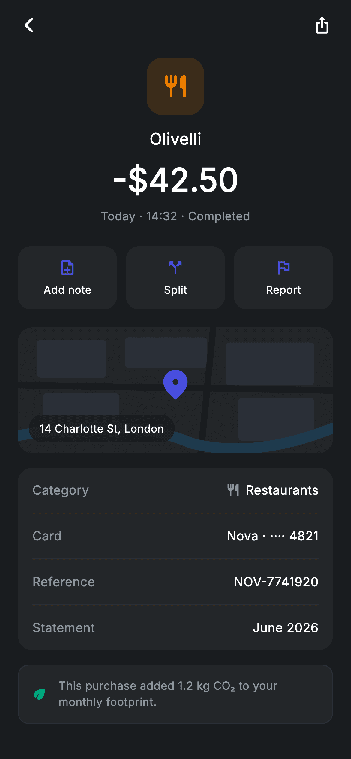 Transaction Detail — Fintech Flutter screen