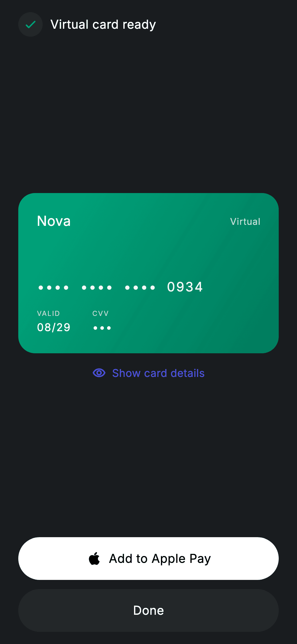 Fintech · Virtual Card — Fintech Flutter UI screen