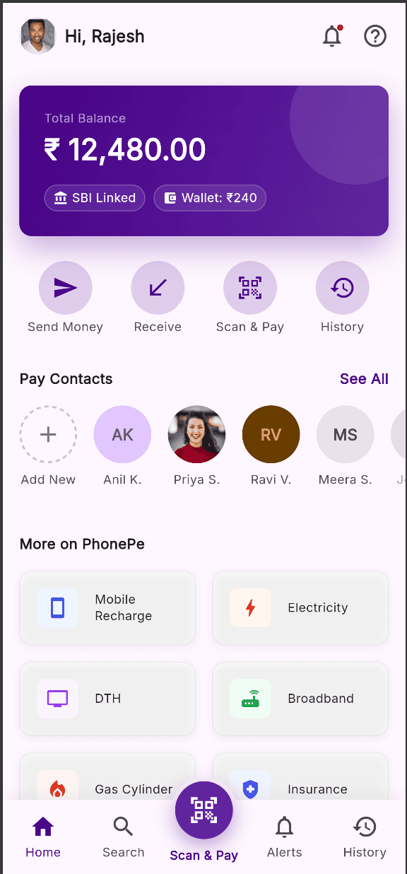 Payments Home — Finance Flutter UI screen