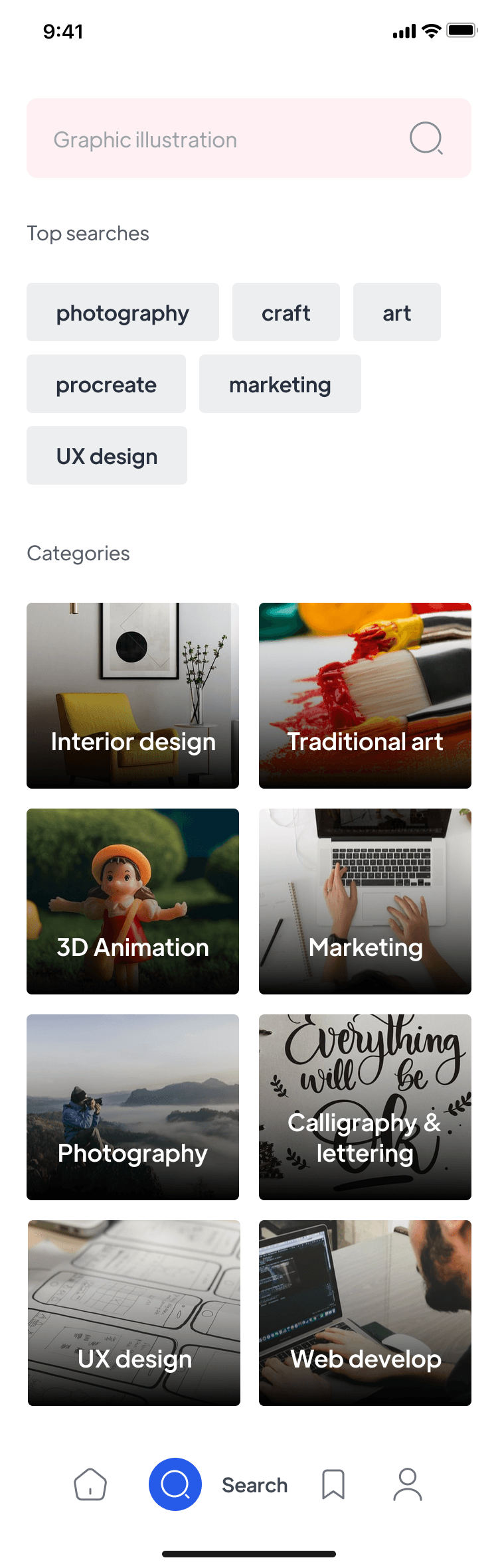 Search & discover — Discovery Flutter screen