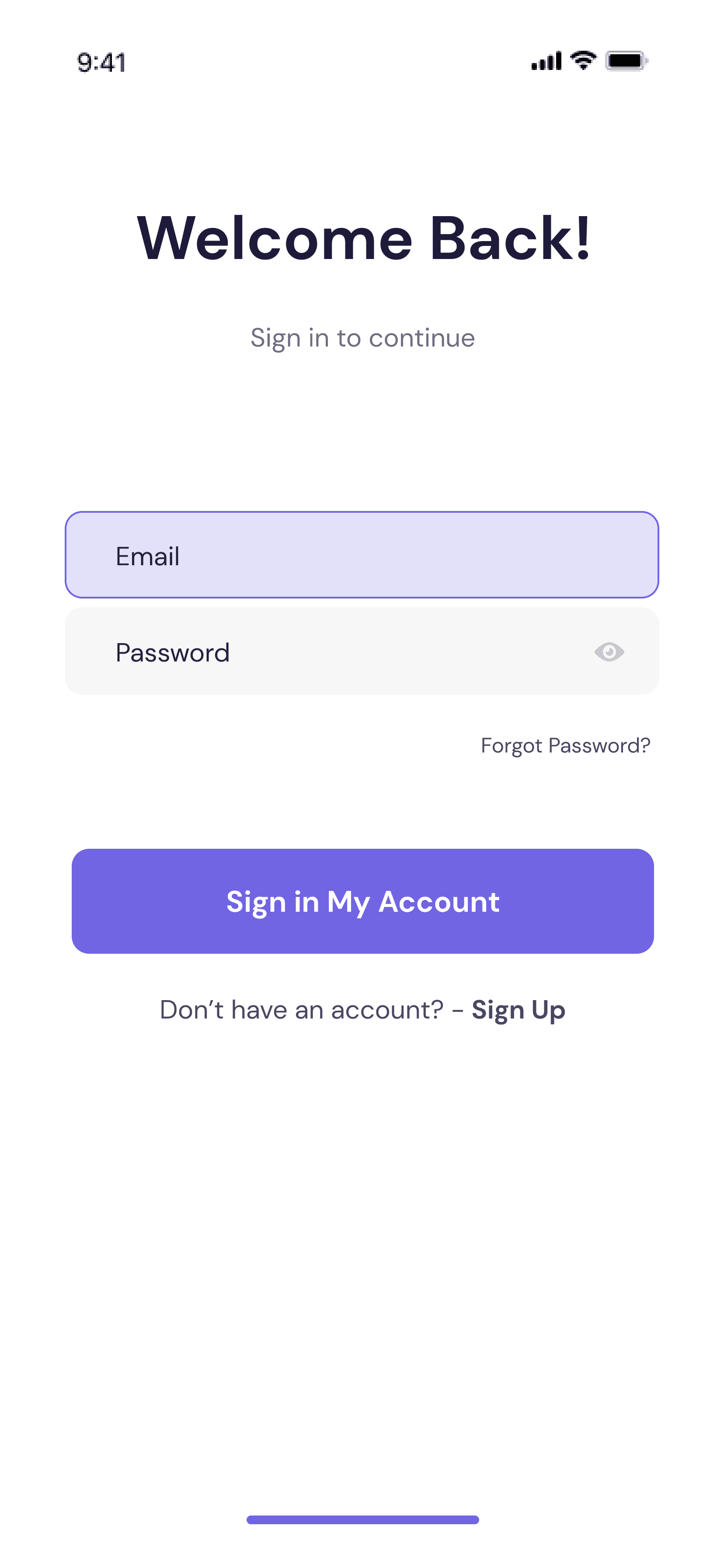 Sign In — Authentication Flutter UI screen