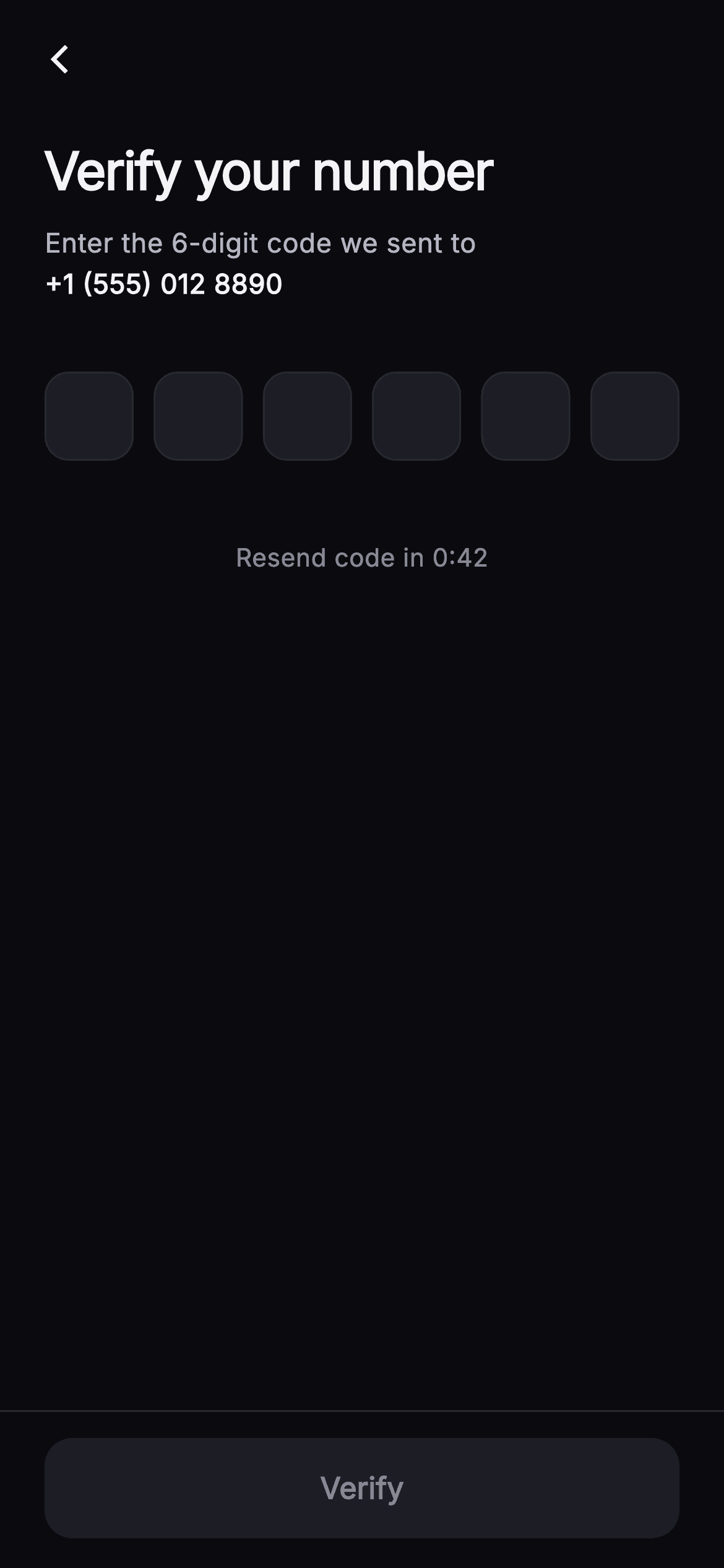 Pulse · Verify Code — Social Flutter UI screen