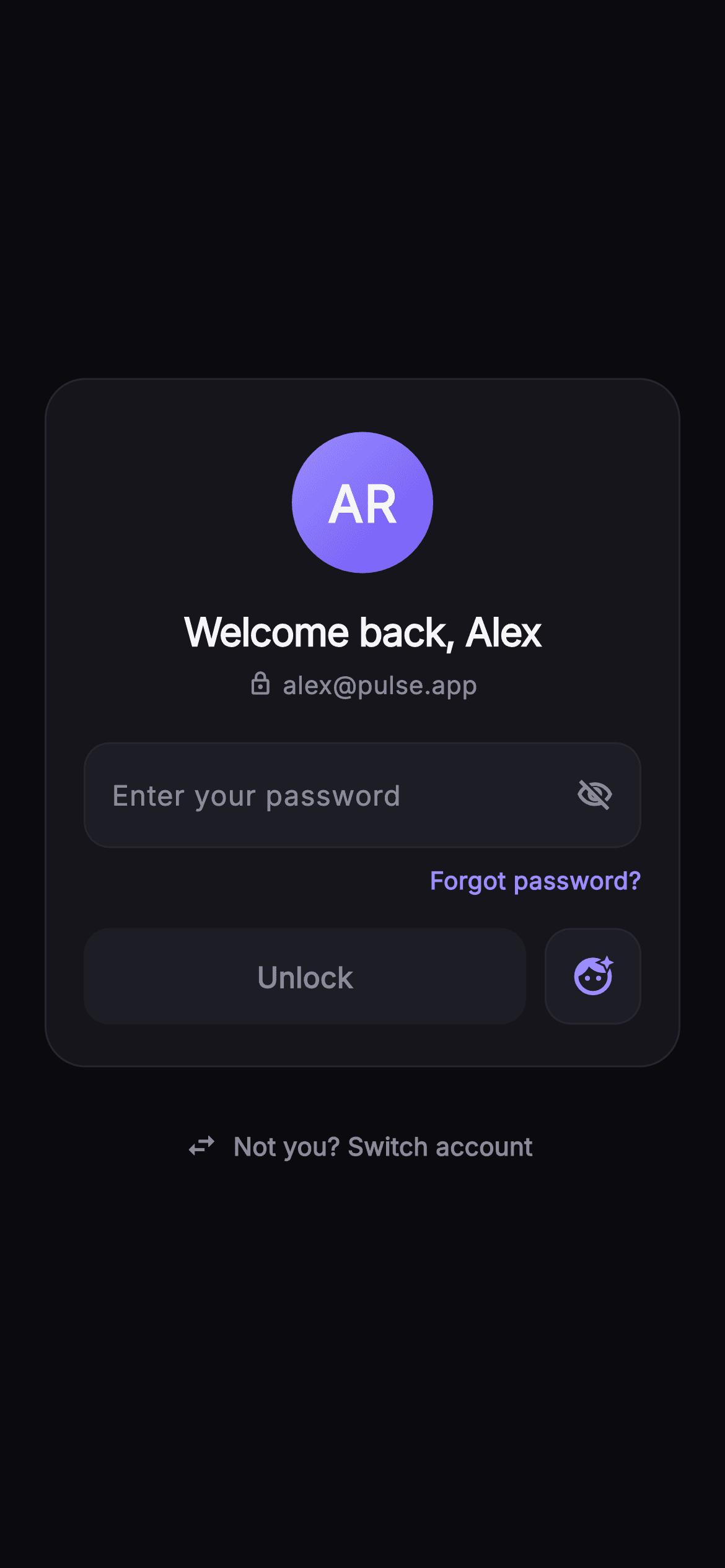 Pulse · Welcome Back — Social Flutter UI screen