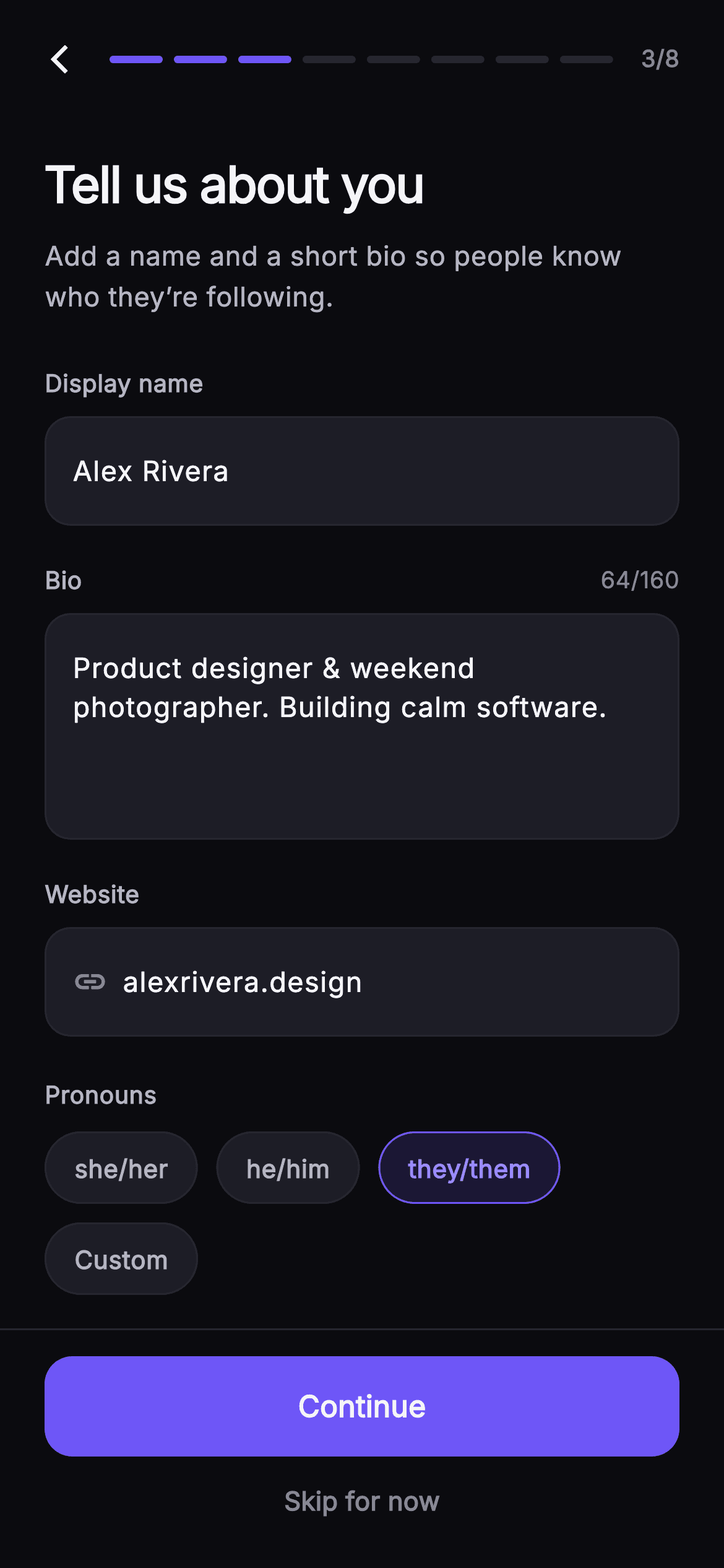 Pulse · About You — Social Flutter screen