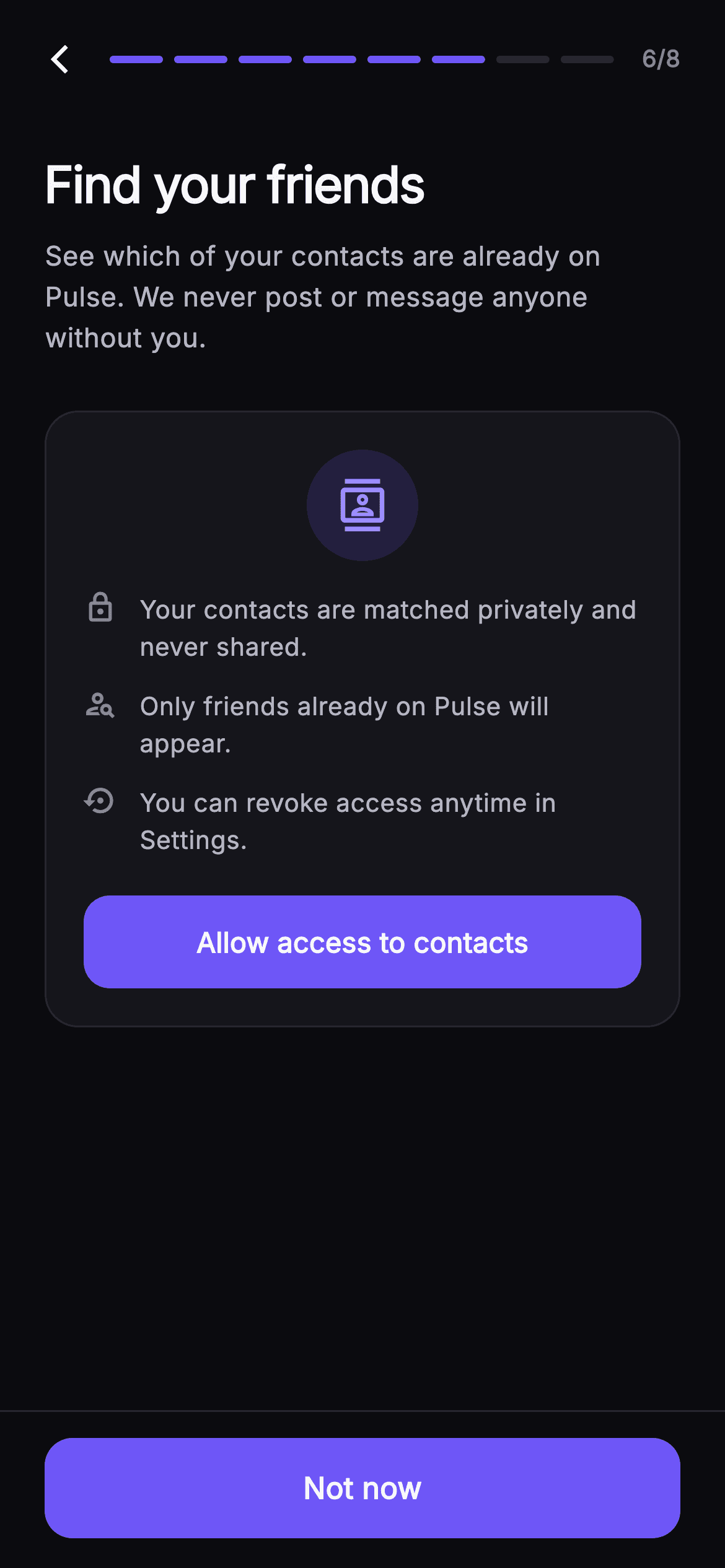 Pulse · Find Friends — Social Flutter UI screen