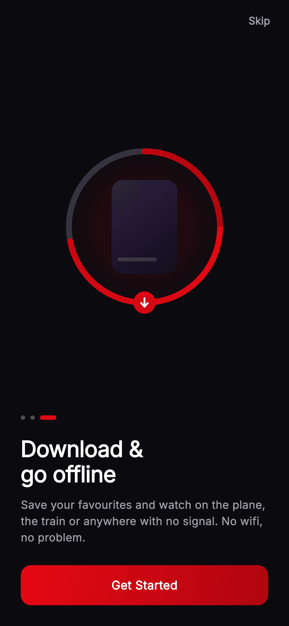 Cineo · Onboarding — Offline — Streaming Flutter screen