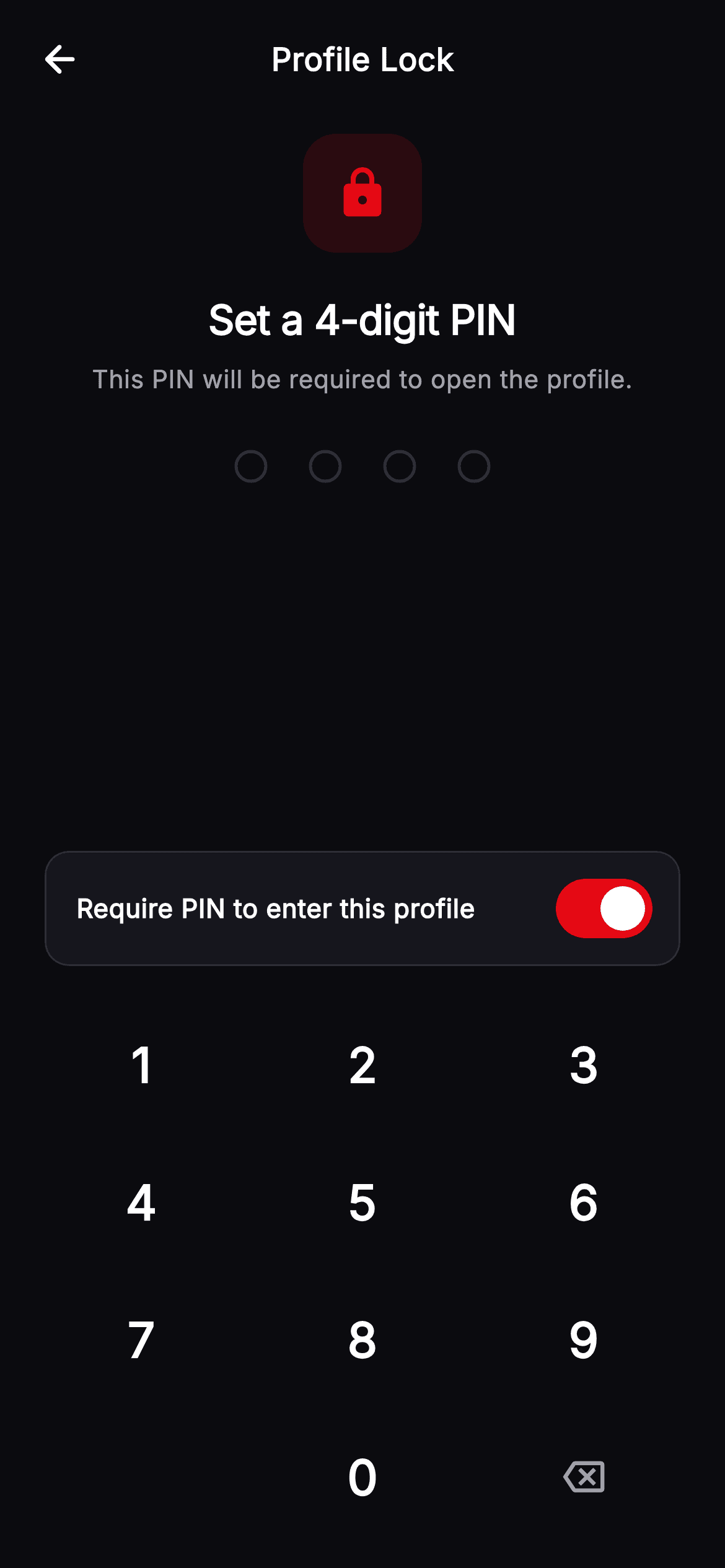 Cineo · Profile Lock — Streaming Flutter screen